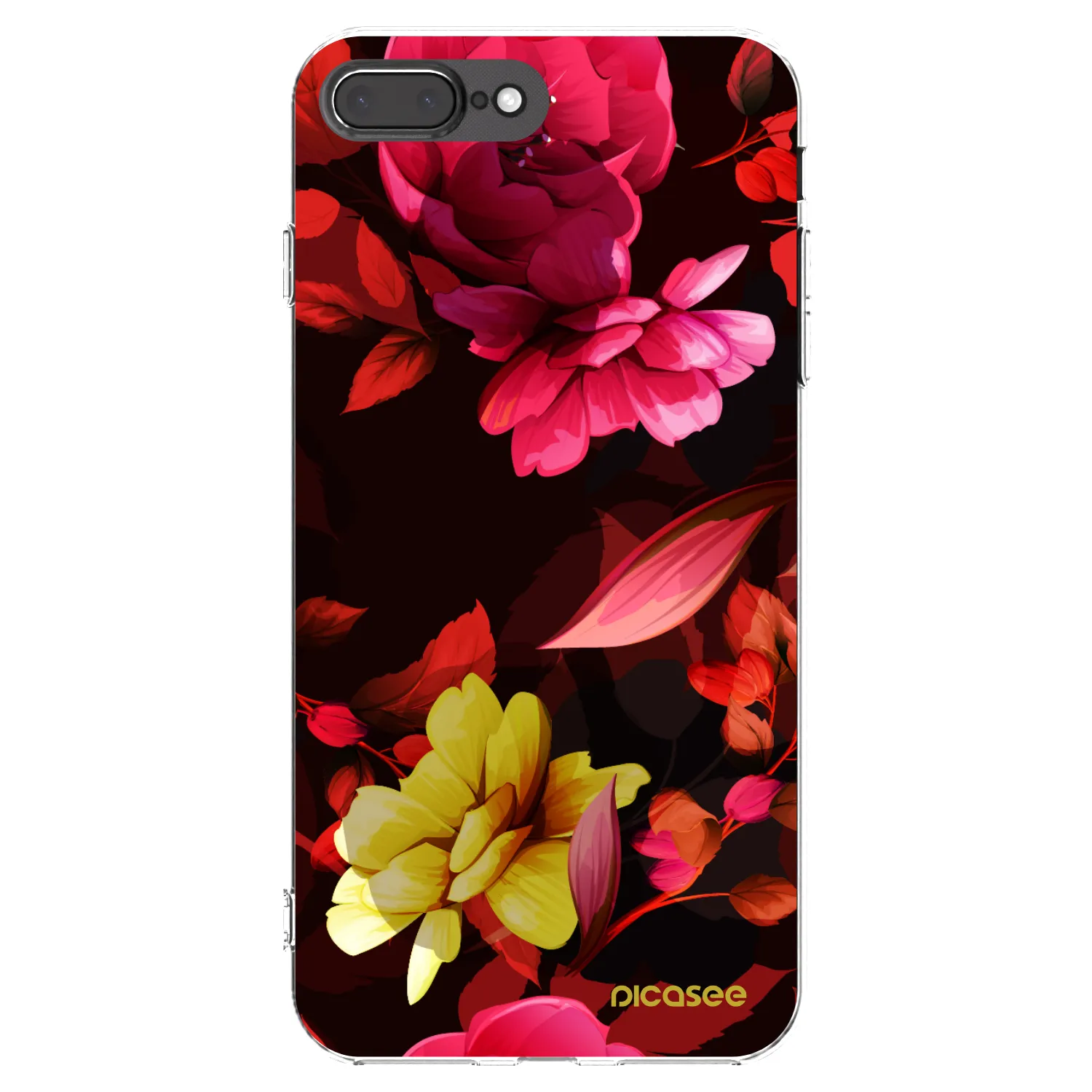 Picasee silikonowe przeźroczyste etui na Apple iPhone 7 Plus - Dark Peonny