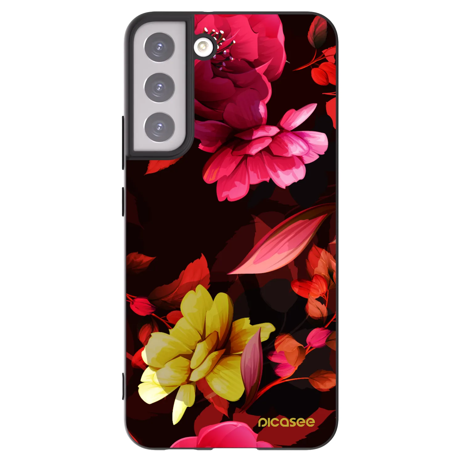 Picasee silikonowe czarne etui na Samsung Galaxy S22+ 5G - Dark Peonny