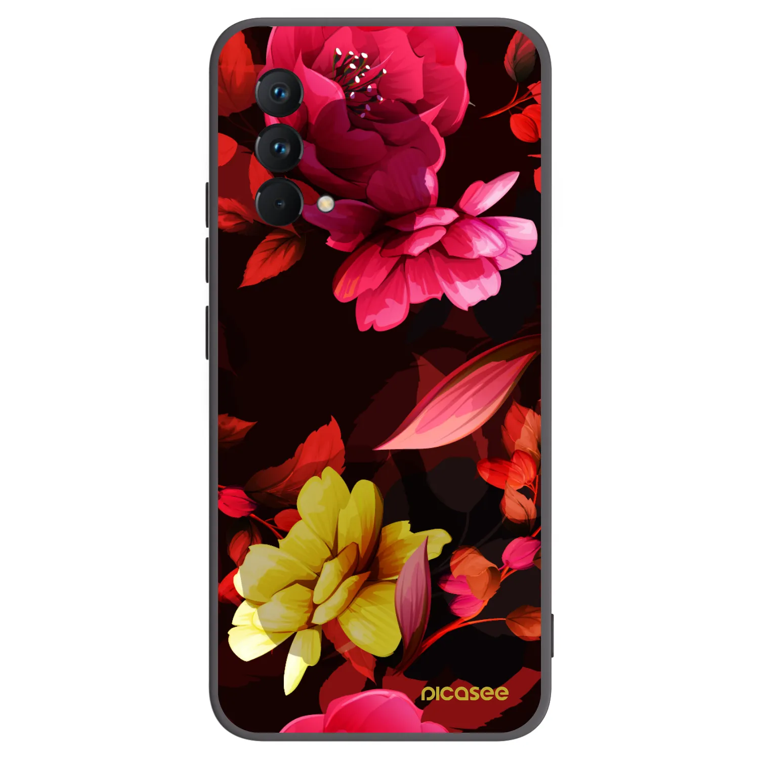 Picasee silikonowe czarne etui na Realme GT Master Edition 5G - Dark Peonny