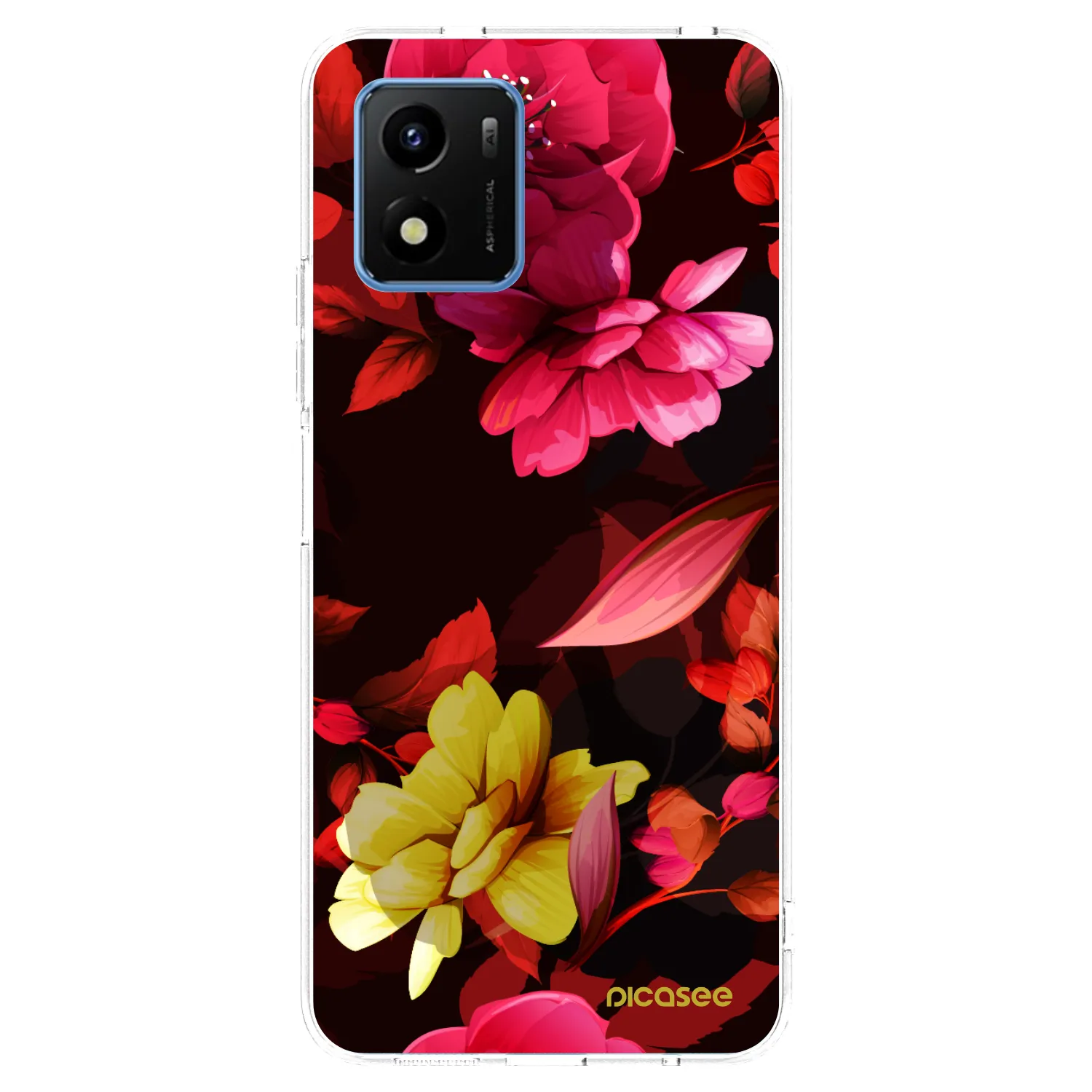 Picasee silikonowe przeźroczyste etui na Vivo Y01 - Dark Peonny