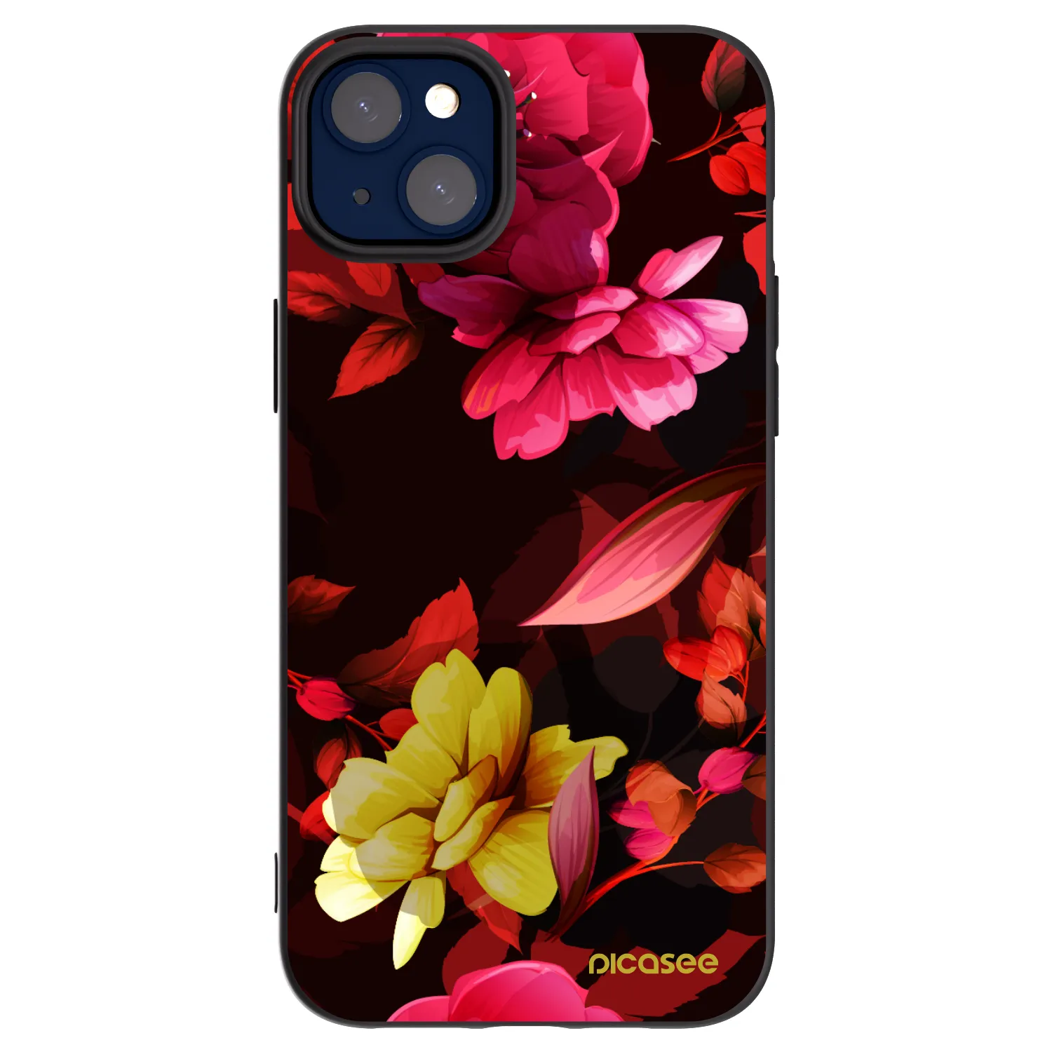 Picasee silikonowe czarne etui na Apple iPhone 14 Plus - Dark Peonny