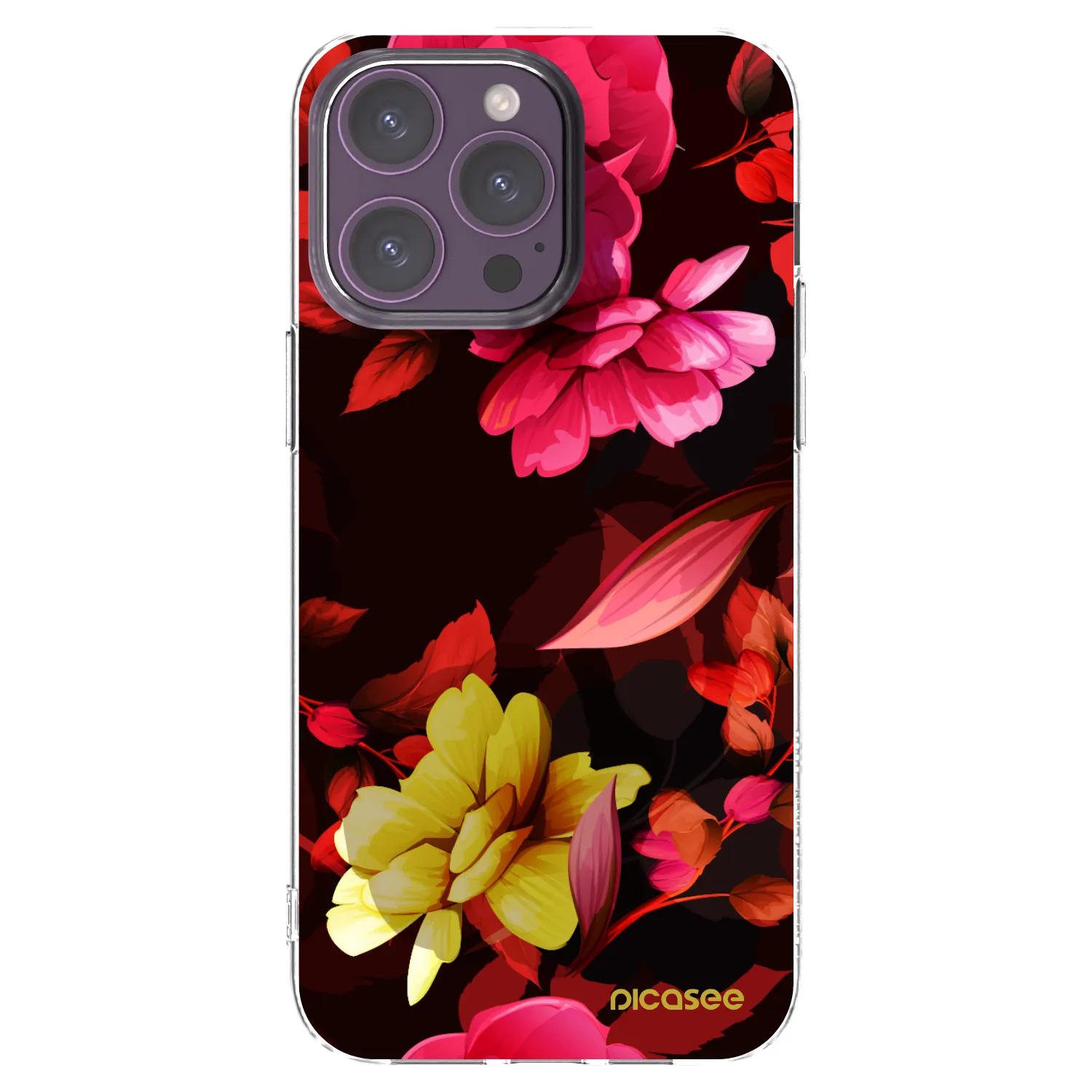 Picasee silikonowe przeźroczyste etui na Apple iPhone 14 Pro Max - Dark Peonny