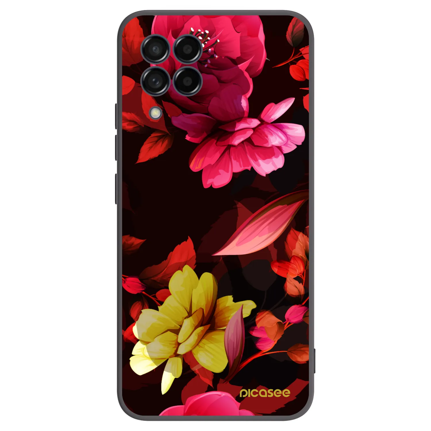 Picasee silikonowe czarne etui na Samsung Galaxy M53 5G - Dark Peonny