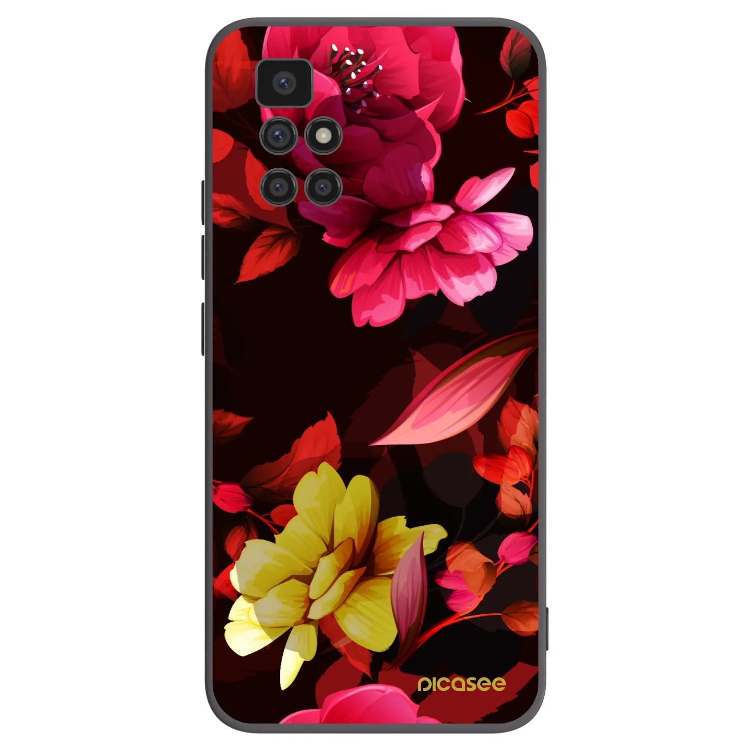 Picasee silikonowe czarne etui na Xiaomi Redmi 10 (2022) - Dark Peonny