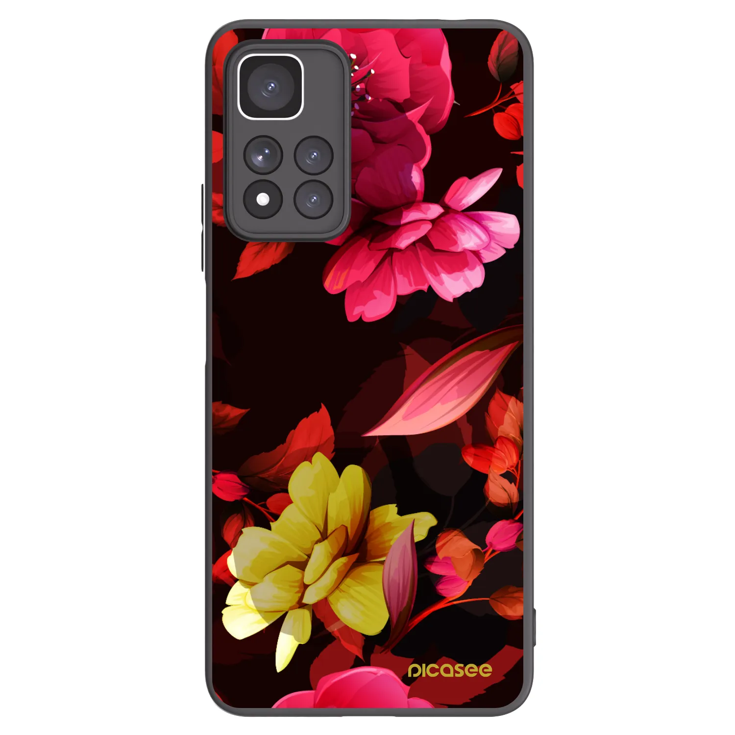 Picasee silikonowe czarne etui na Xiaomi Redmi Note 11 Pro+ 5G - Dark Peonny