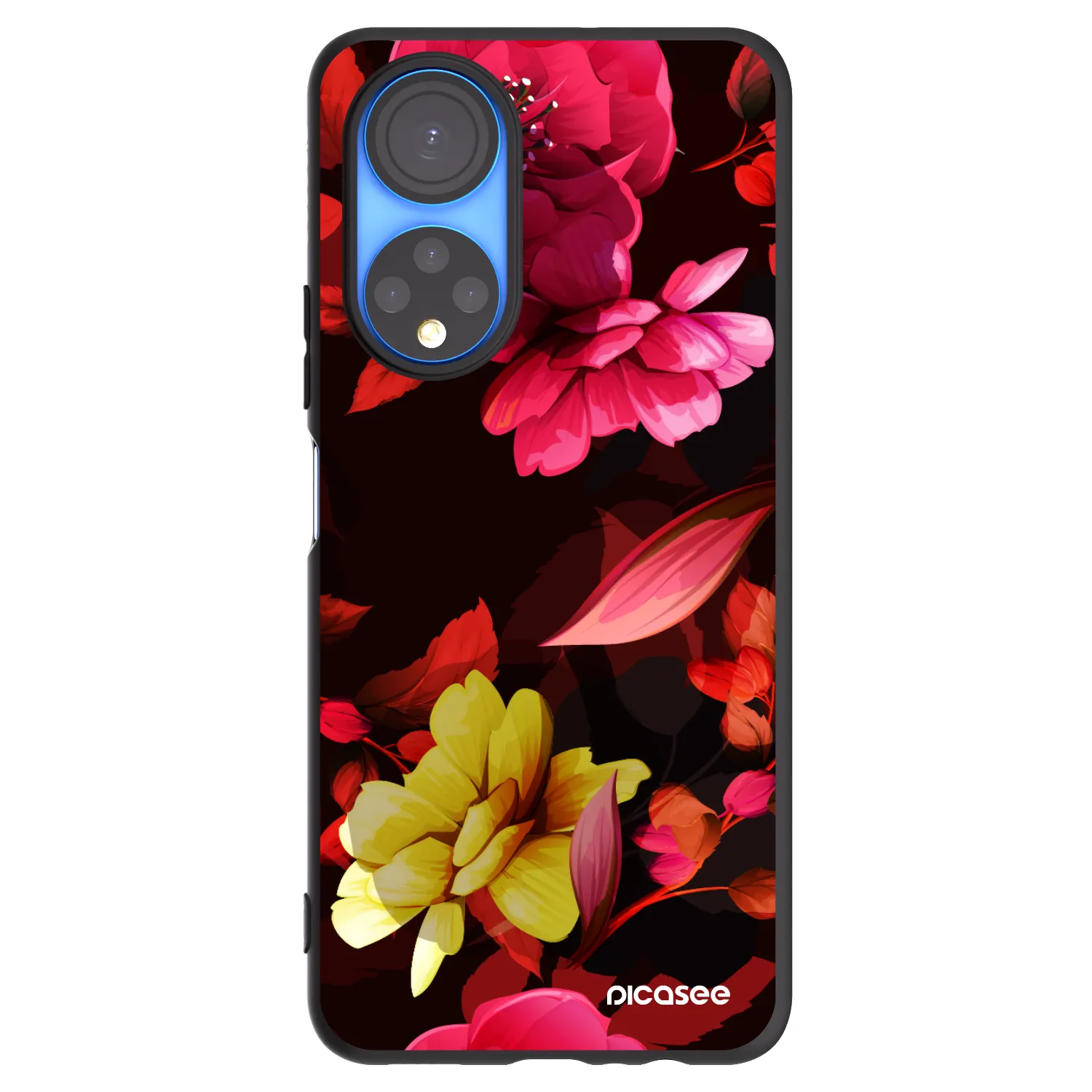 Picasee silikonowe czarne etui na Honor X7 - Dark Peonny