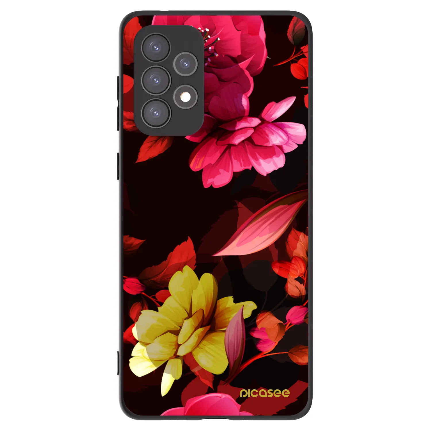 Picasee silikonowe czarne etui na Samsung Galaxy A73 5G - Dark Peonny