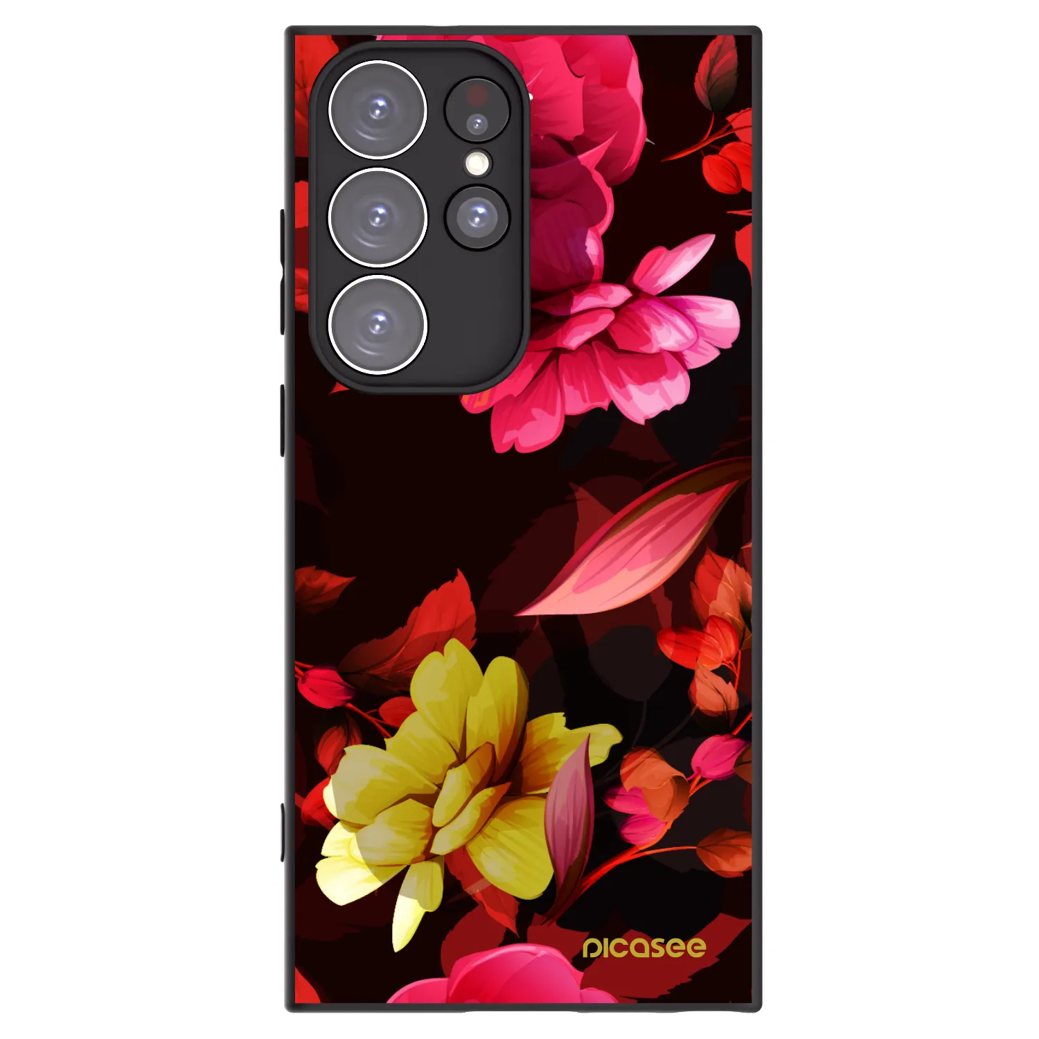 Picasee silikonowe czarne etui na Samsung Galaxy S23 Ultra 5G - Dark Peonny