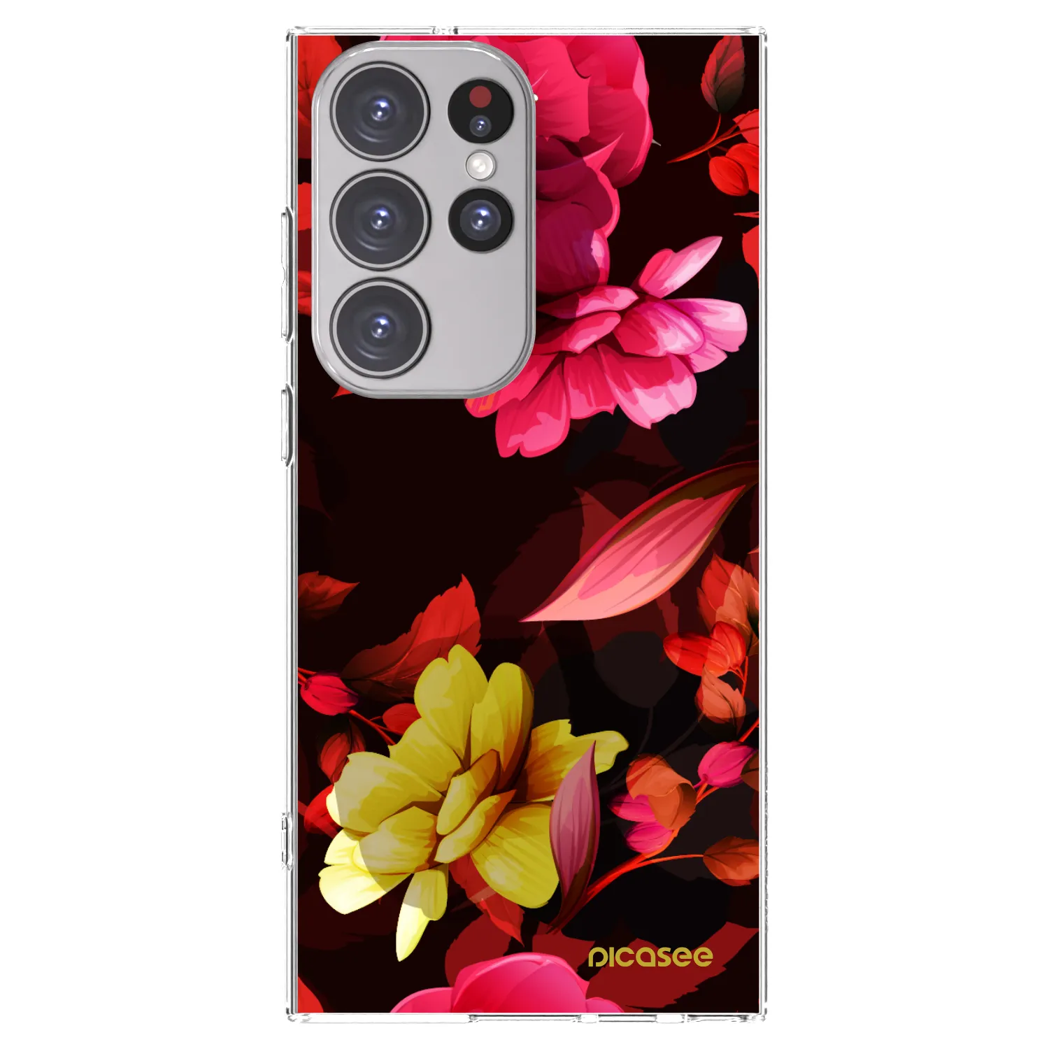 Picasee silikonowe przeźroczyste etui na Samsung Galaxy S23 Ultra 5G - Dark Peonny