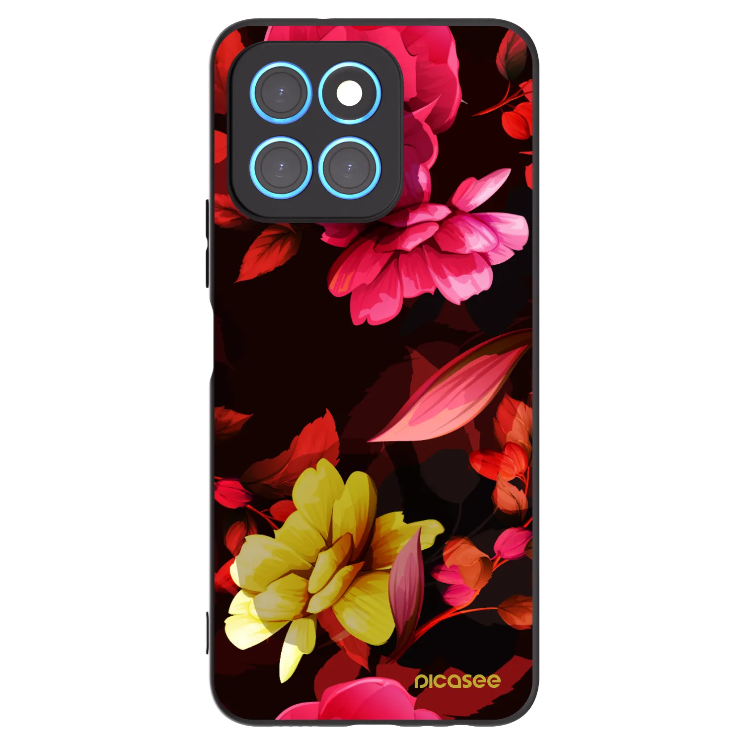 Picasee silikonowe czarne etui na Honor X6 - Dark Peonny