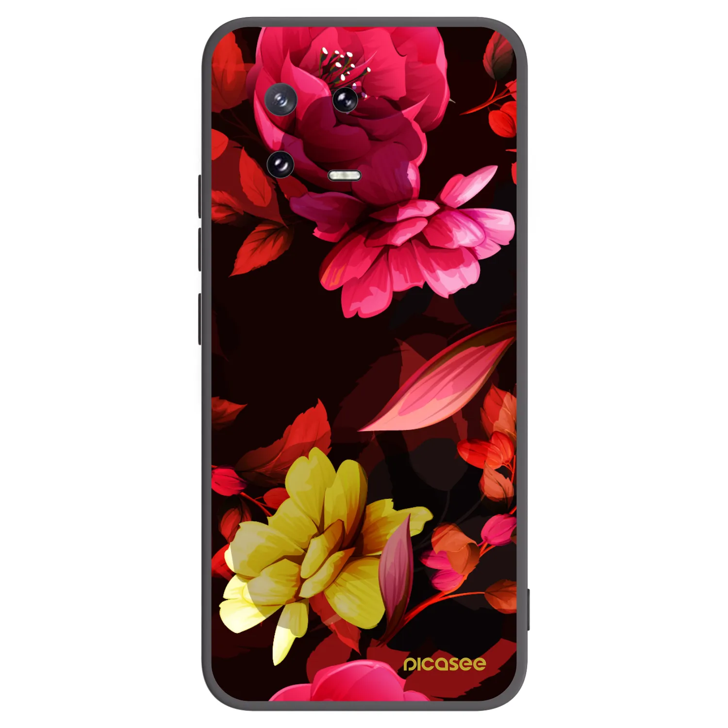 Picasee silikonowe czarne etui na Xiaomi 13 Pro - Dark Peonny