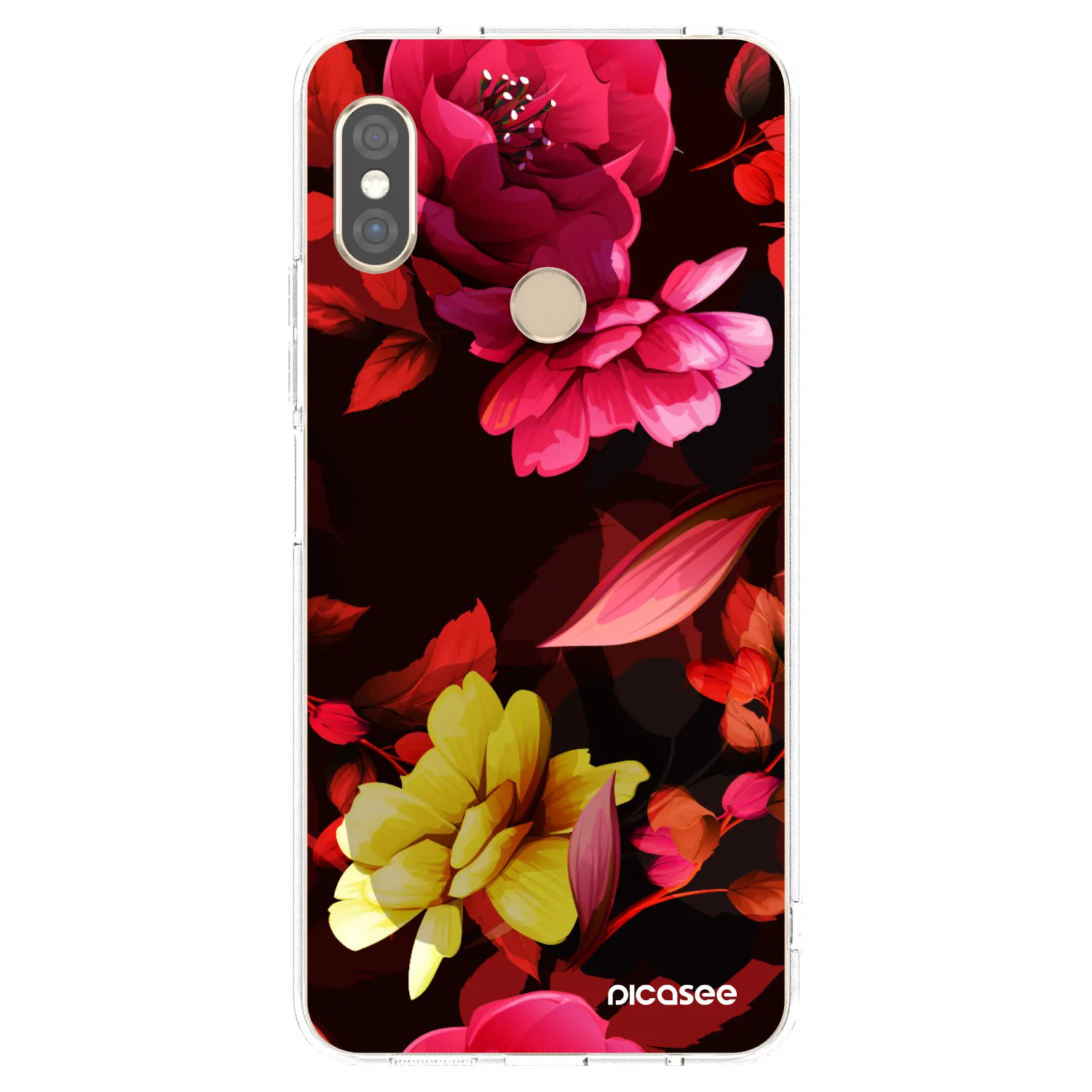 Picasee silikonowe przeźroczyste etui na Xiaomi Redmi Note 5 Global - Dark Peonny
