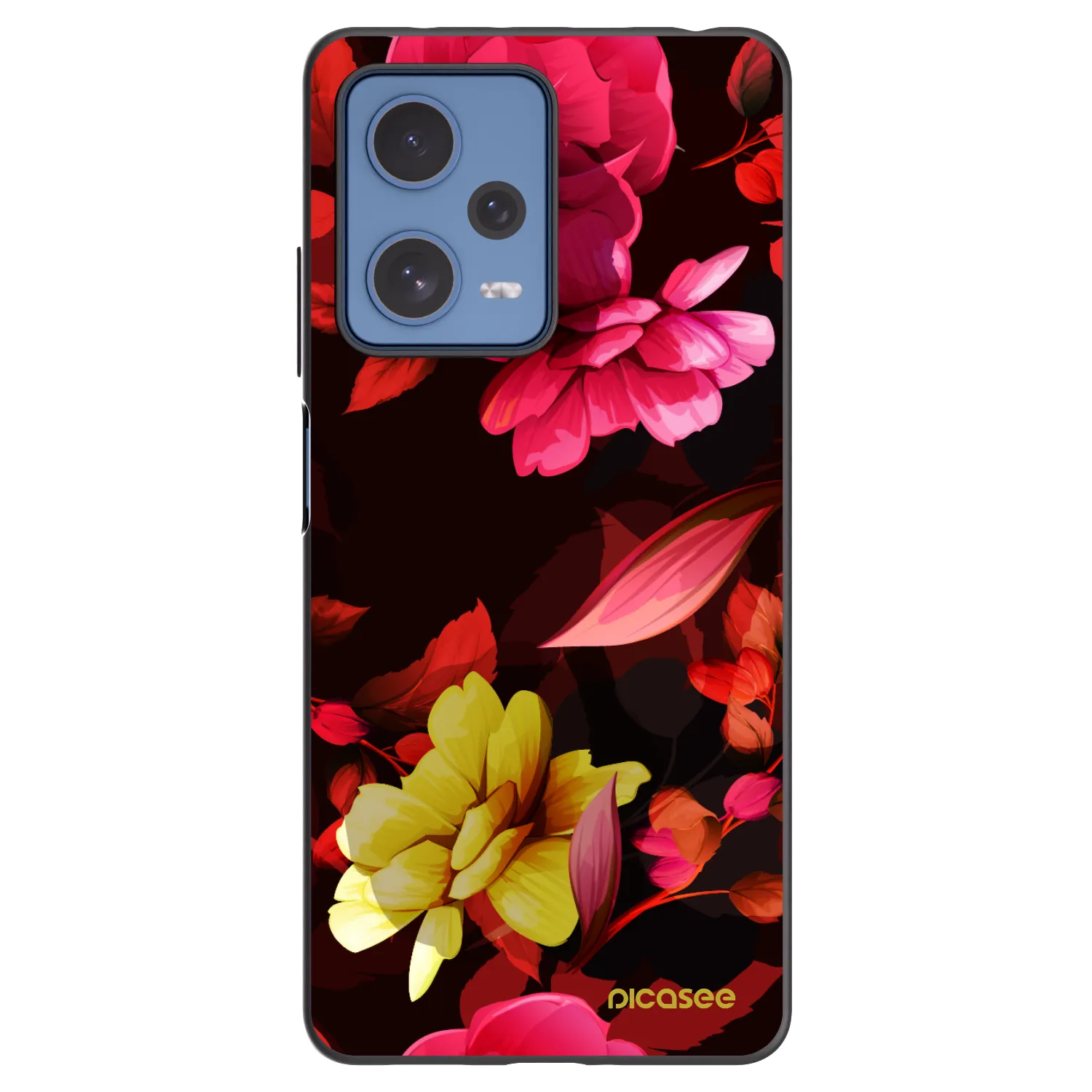 Picasee silikonowe czarne etui na Xiaomi Redmi Note 12 Pro 5G - Dark Peonny