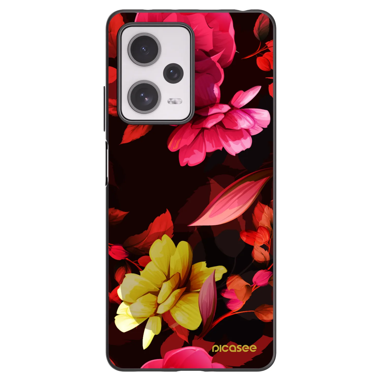 Picasee silikonowe czarne etui na Xiaomi Redmi Note 12 Pro+ 5G - Dark Peonny