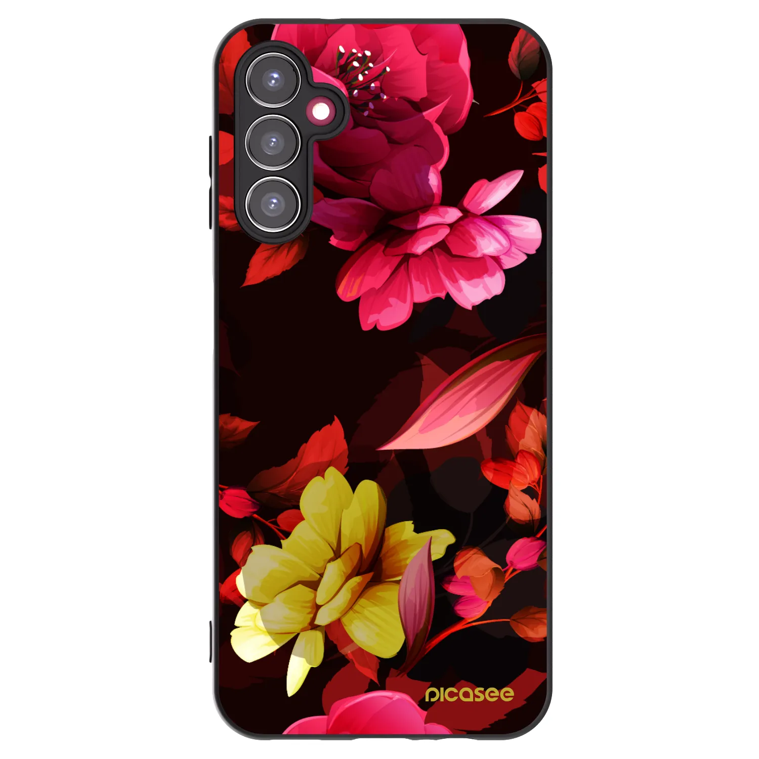 Picasee silikonowe czarne etui na Samsung Galaxy A14 5G A146P - Dark Peonny