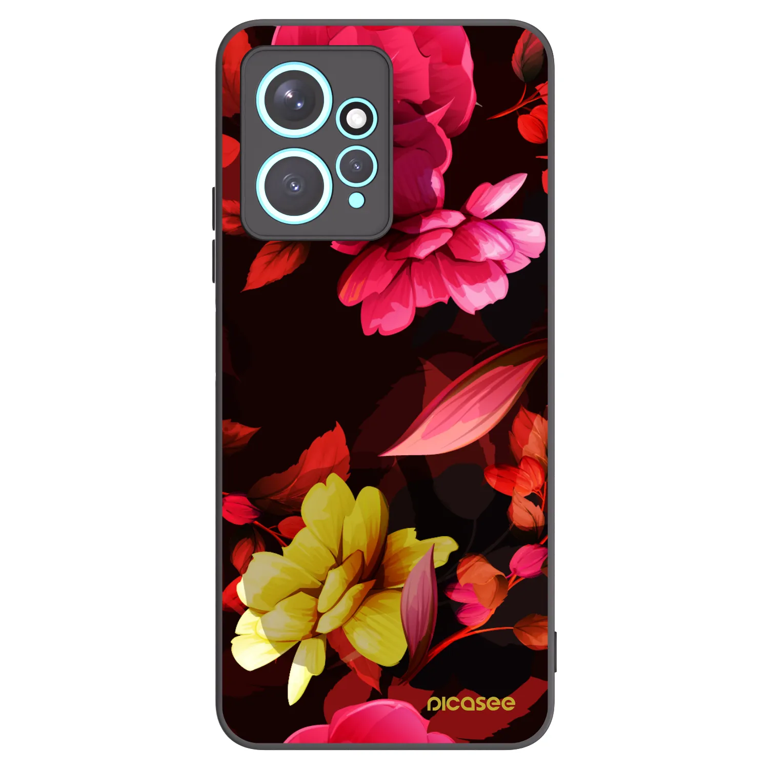Picasee silikonowe czarne etui na Xiaomi Redmi Note 12 4G - Dark Peonny