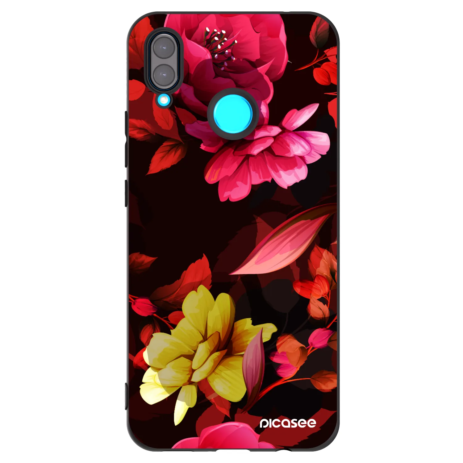 Picasee silikonowe czarne etui na Huawei Nova 3i - Dark Peonny