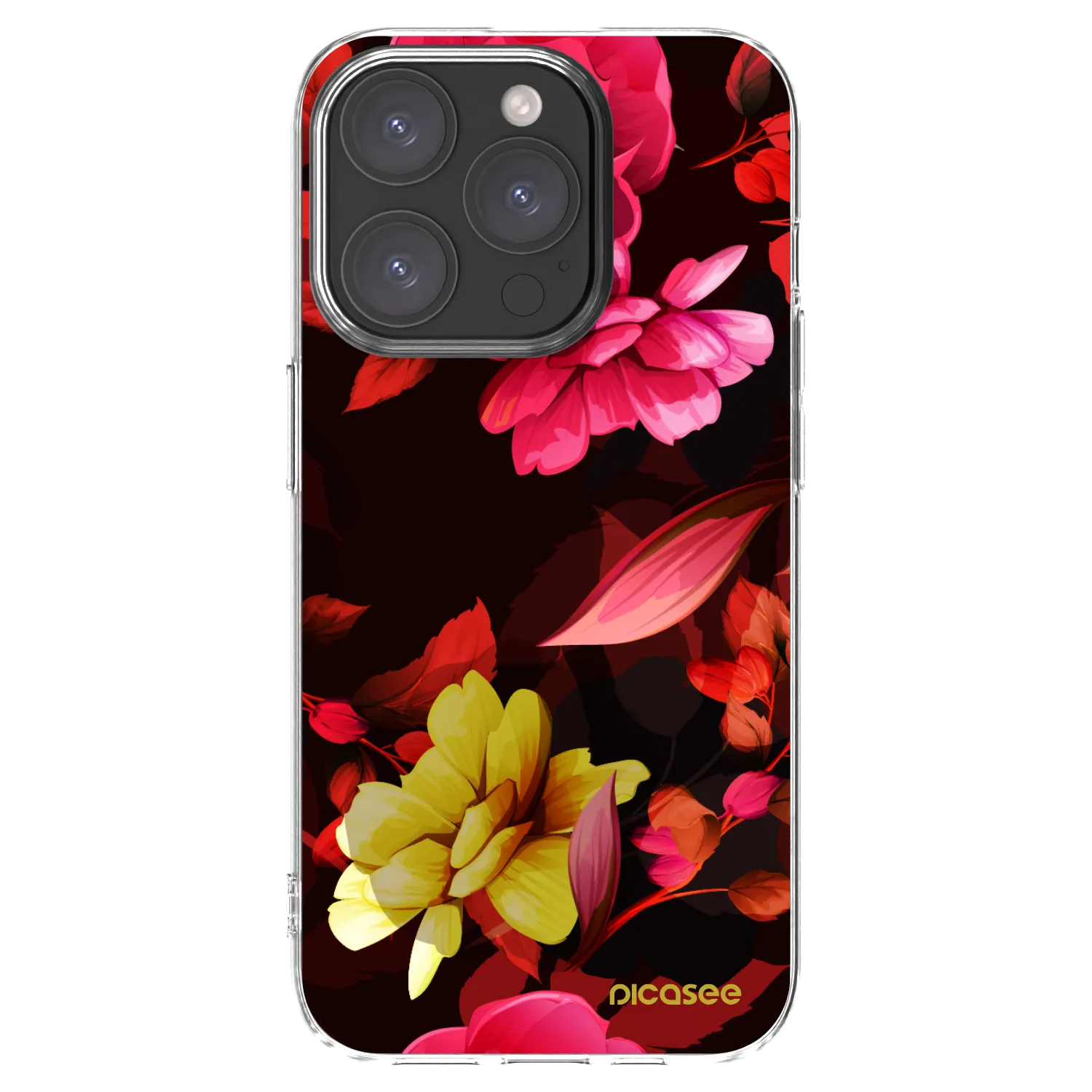 Picasee silikonowe przeźroczyste etui na Apple iPhone 15 Pro - Dark Peonny