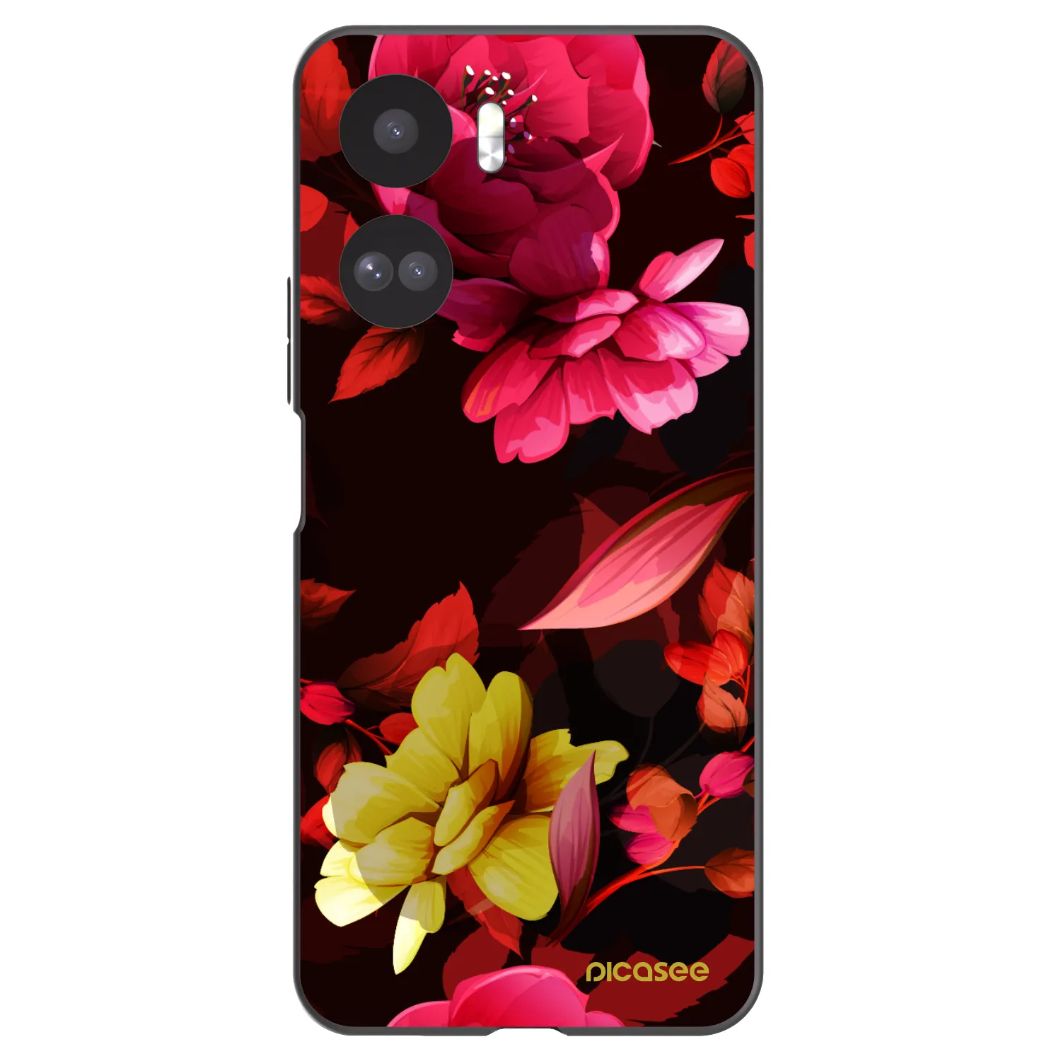 Picasee silikonowe czarne etui na Honor 90 Lite 5G - Dark Peonny