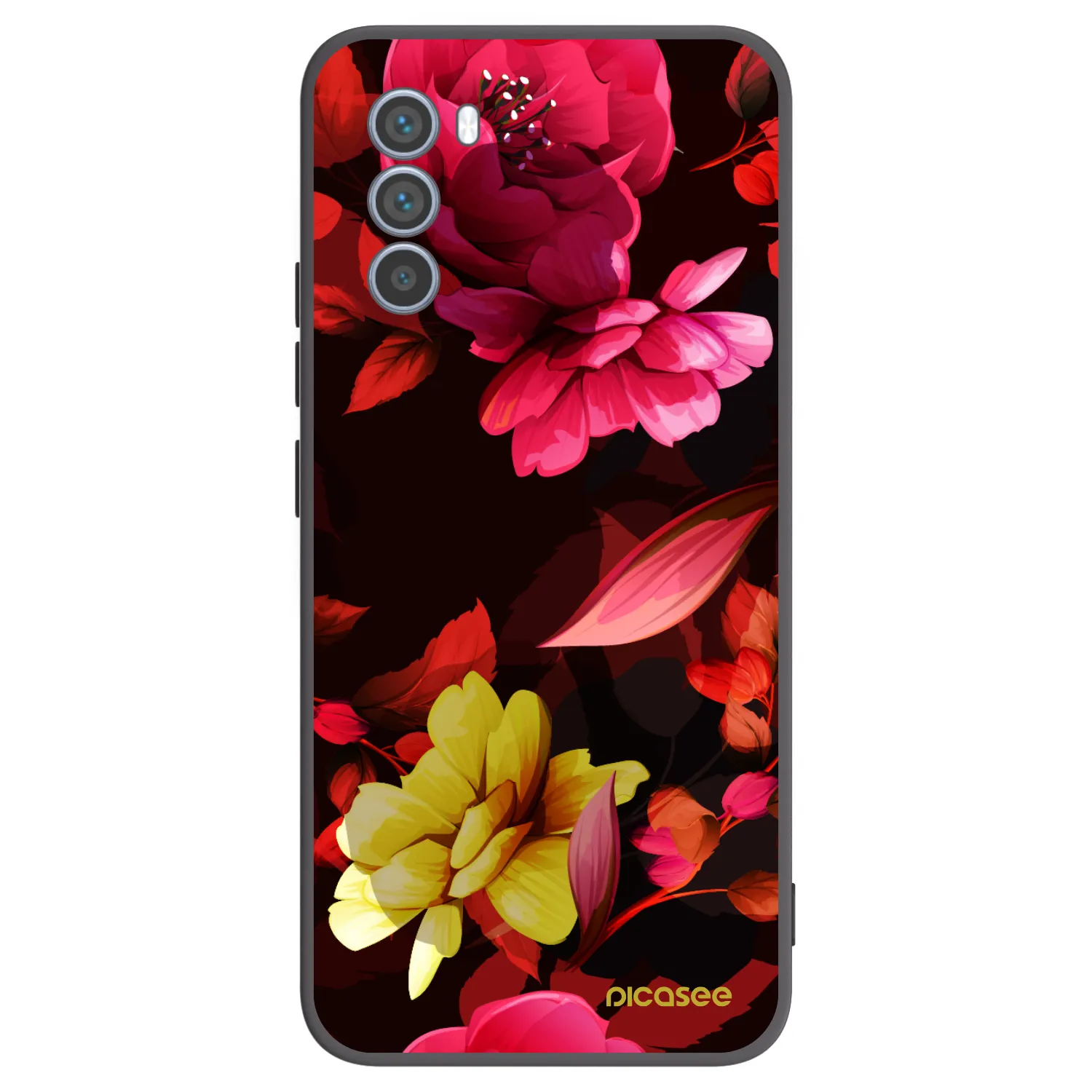 Picasee silikonowe czarne etui na Motorola Moto G62 - Dark Peonny