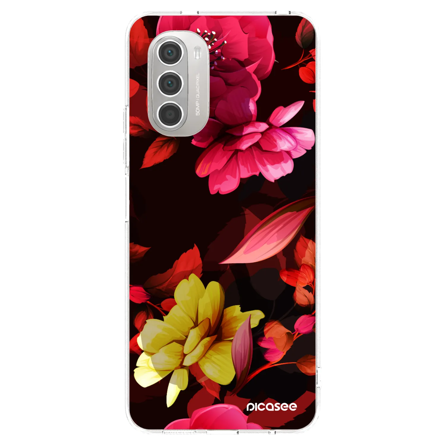 Picasee silikonowe przeźroczyste etui na Motorola Moto G51 - Dark Peonny