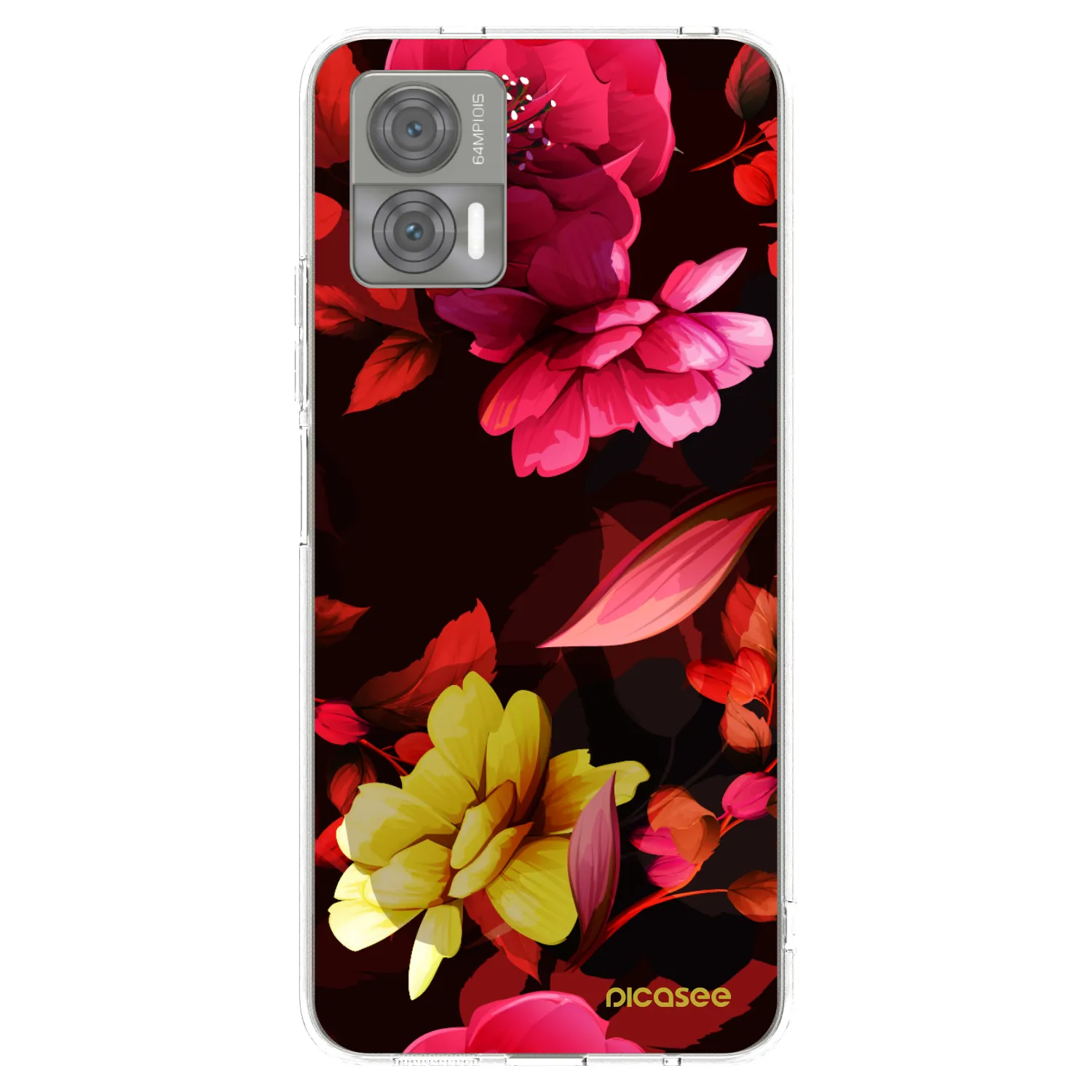 Picasee silikonowe przeźroczyste etui na Motorola Edge 30 Neo - Dark Peonny