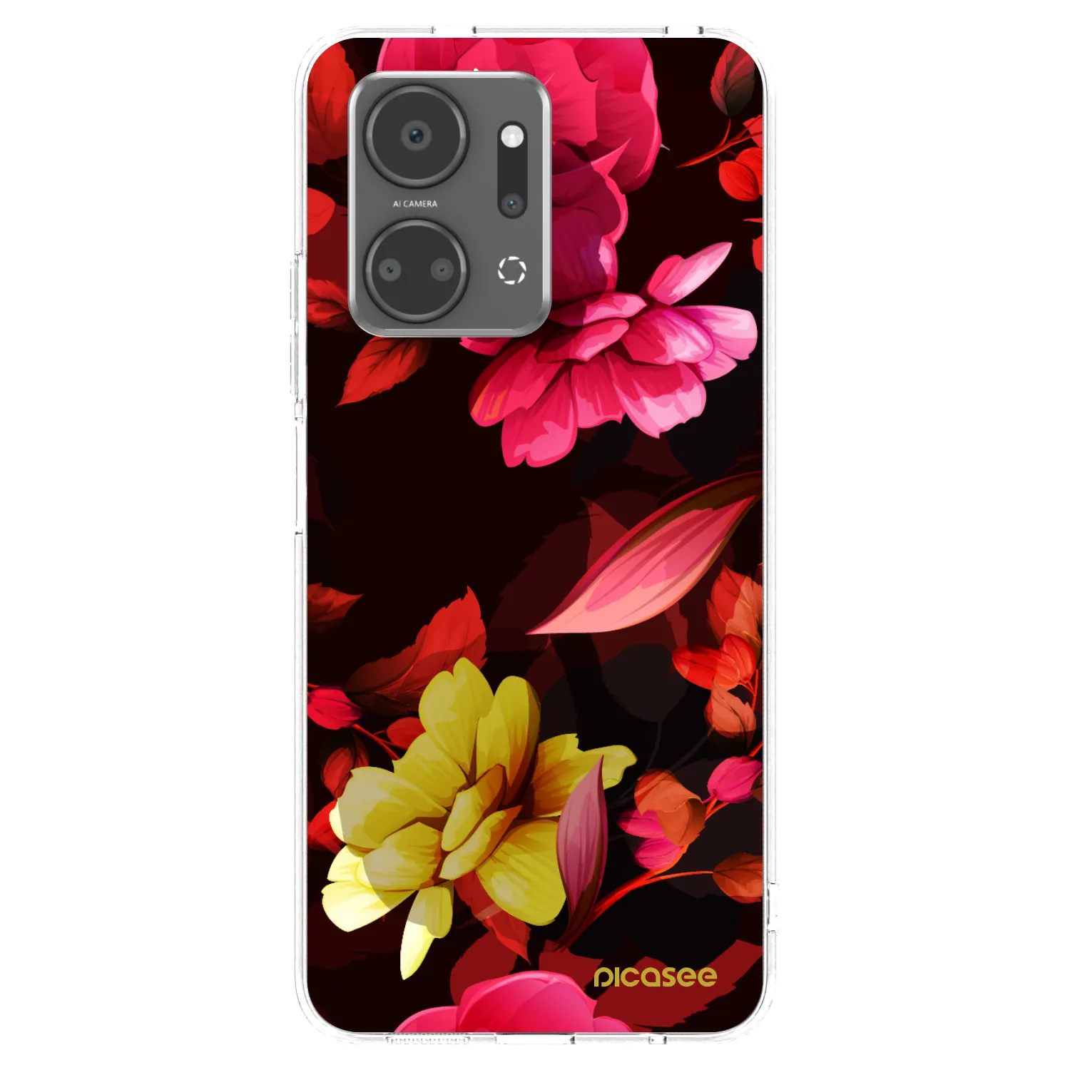 Picasee silikonowe przeźroczyste etui na Honor X7a - Dark Peonny