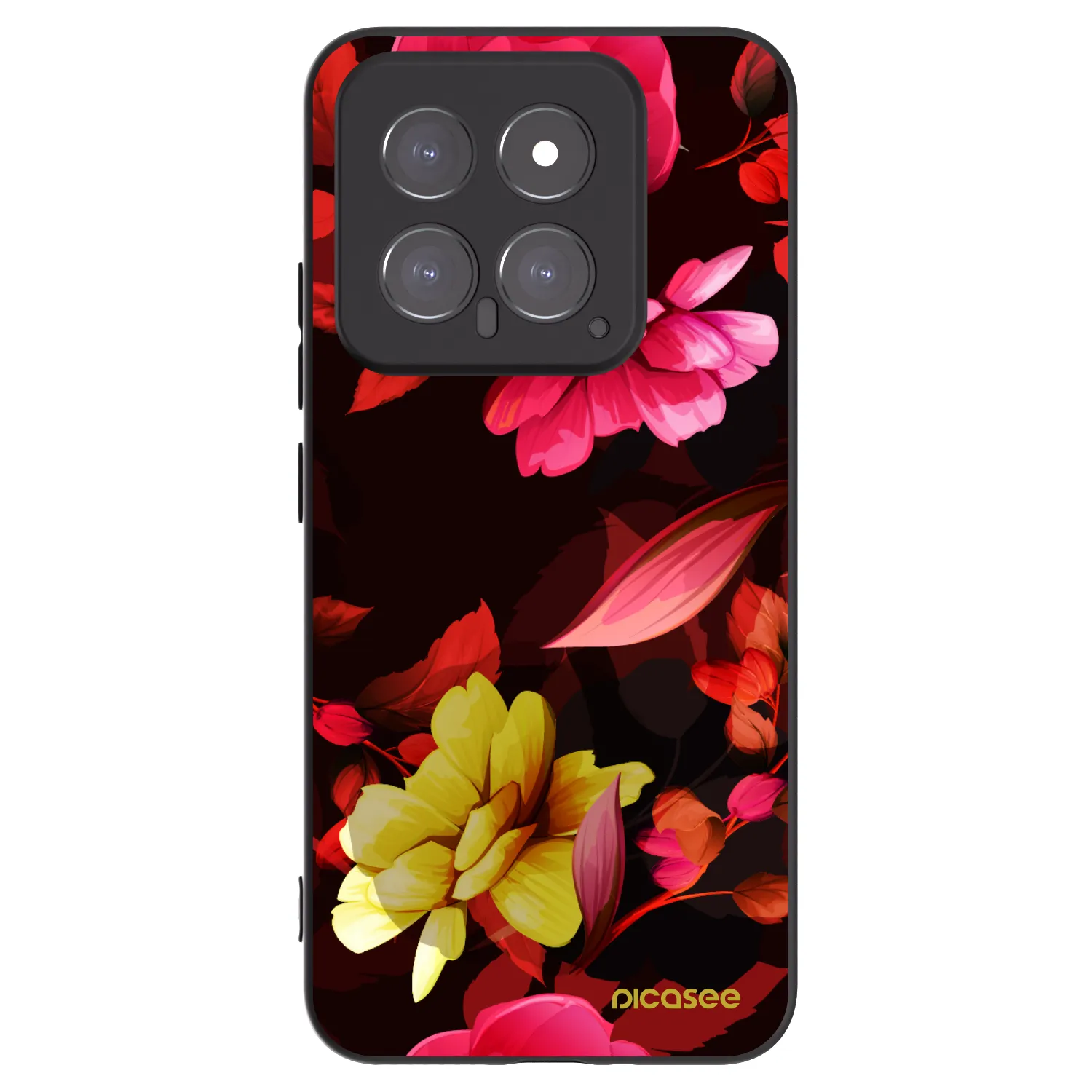 Picasee silikonowe czarne etui na Xiaomi 14 - Dark Peonny