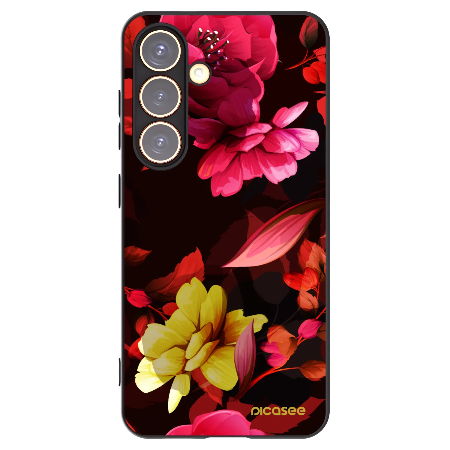 Picasee silikonowe czarne etui na Samsung Galaxy S24 S921B 5G - Dark Peonny