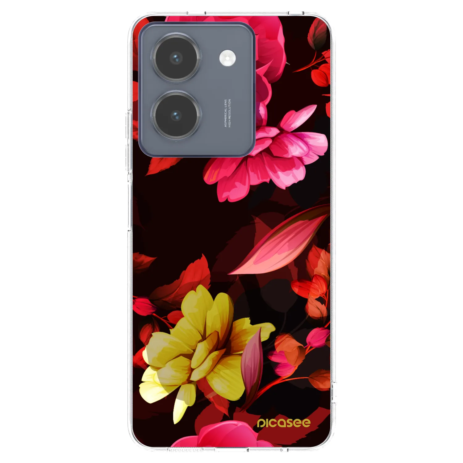 Picasee silikonowe przeźroczyste etui na Vivo Y36 4G - Dark Peonny