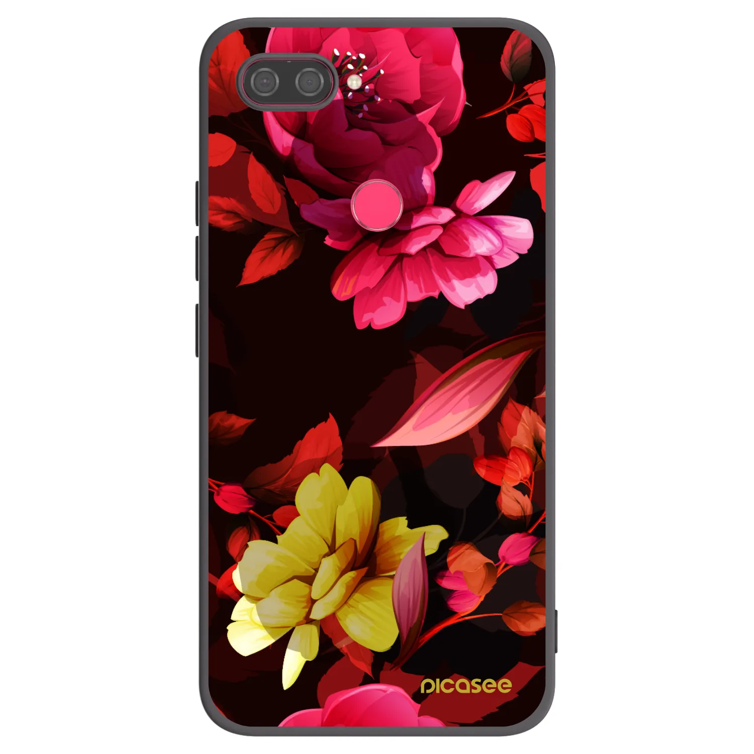 Picasee silikonowe czarne etui na Xiaomi Mi 8 Lite - Dark Peonny