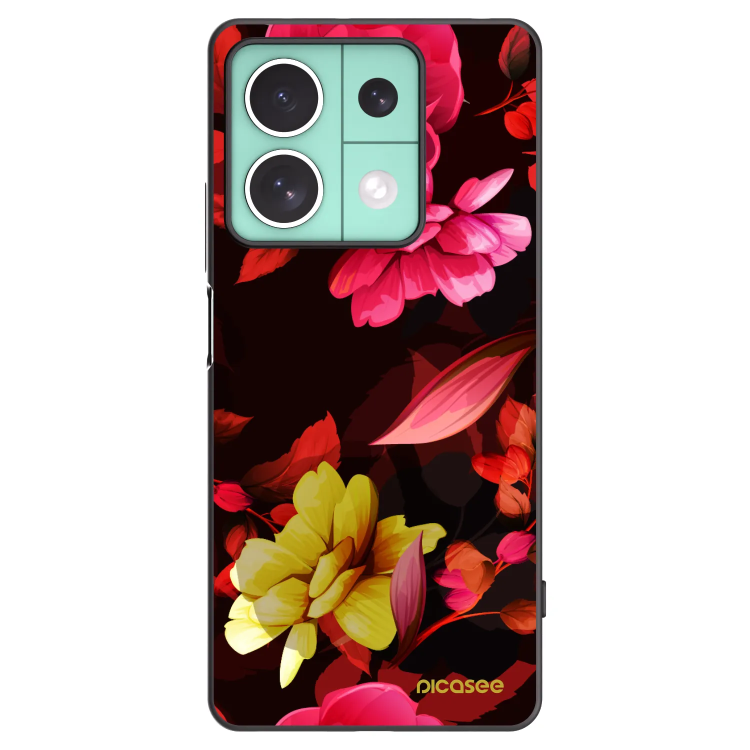 Picasee silikonowe czarne etui na Xiaomi Redmi Note 13 5G - Dark Peonny