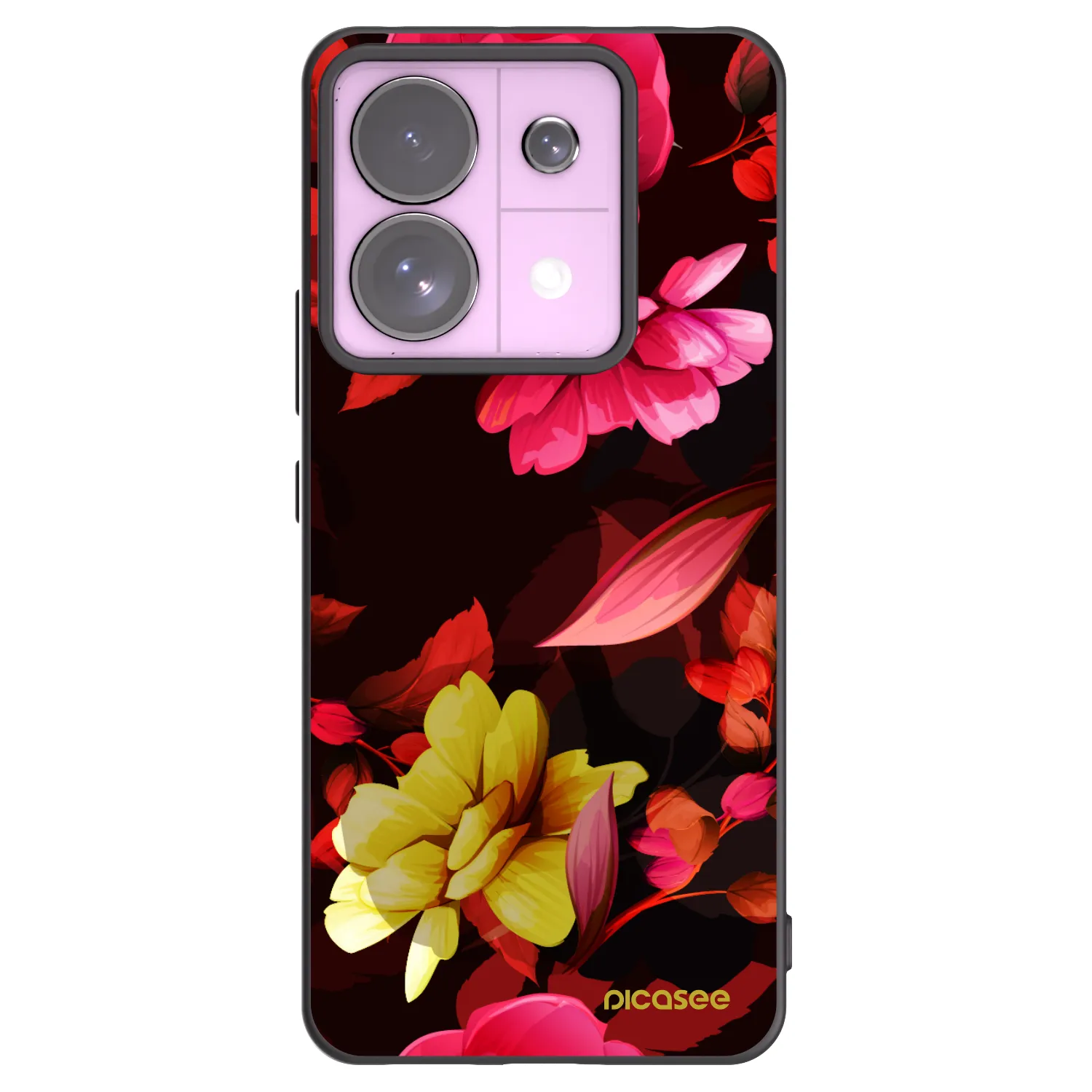 Picasee silikonowe czarne etui na Xiaomi Redmi Note 13 Pro 5G - Dark Peonny