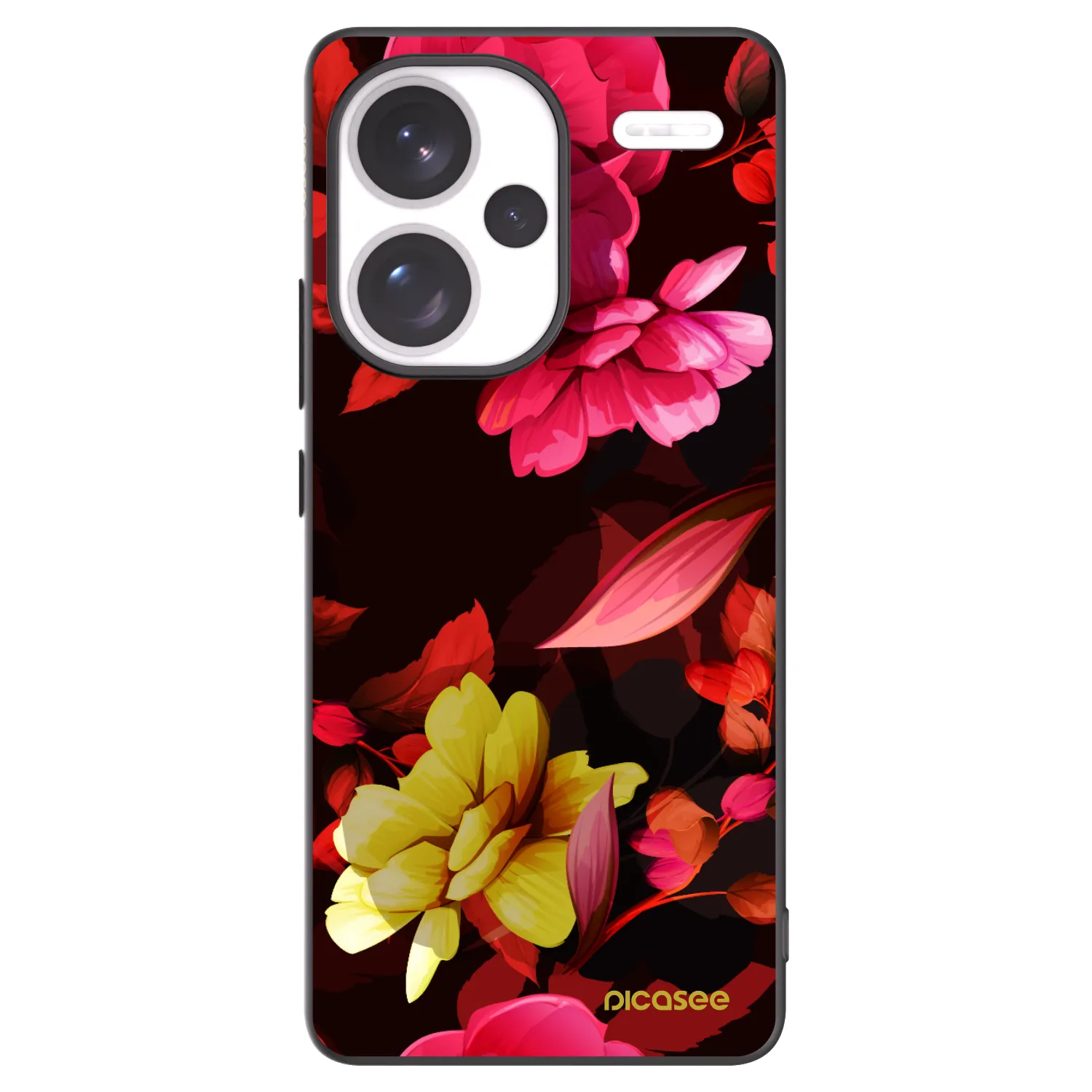 Picasee silikonowe czarne etui na Xiaomi Redmi Note 13 Pro+ 5G - Dark Peonny