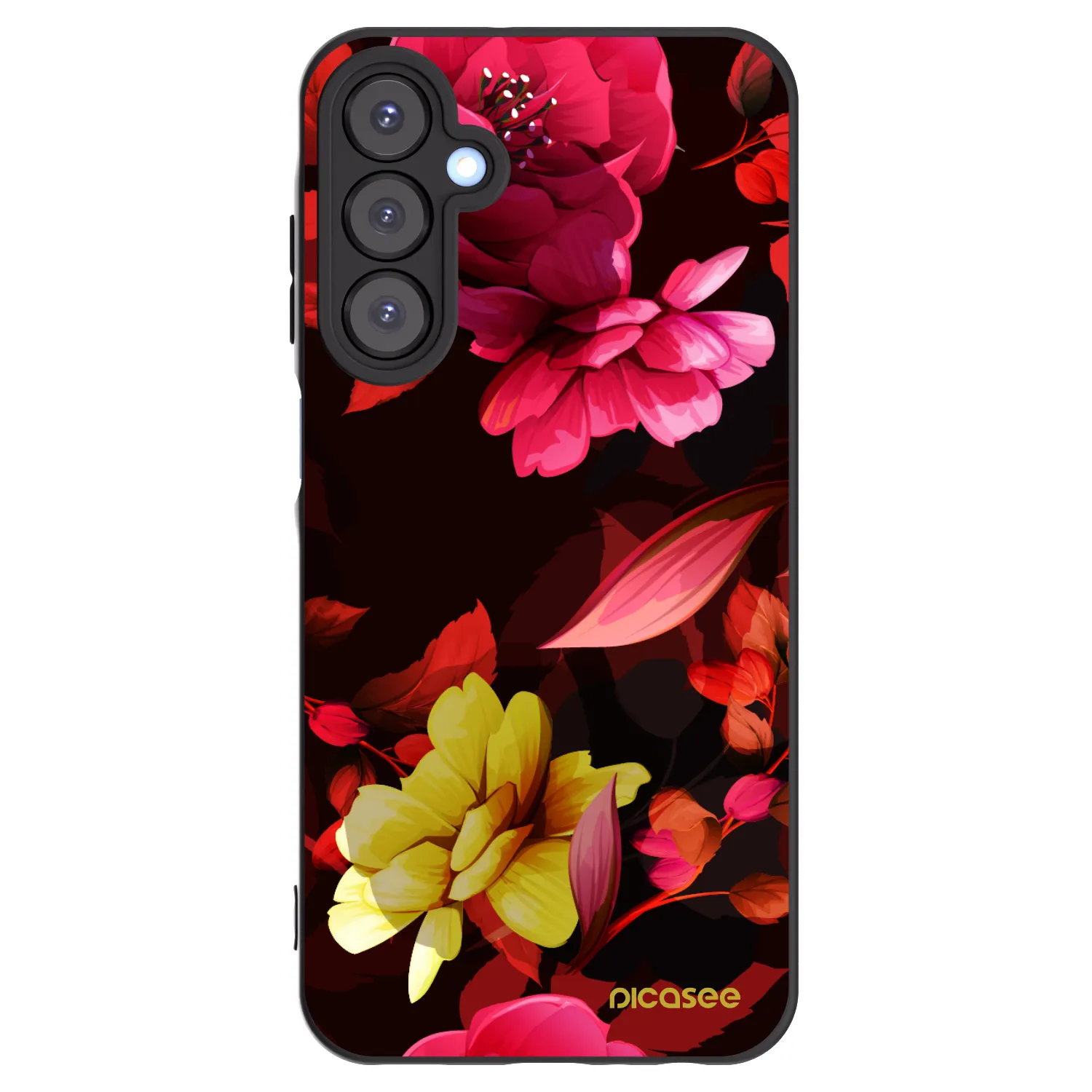 Picasee silikonowe czarne etui na Samsung Galaxy A25 A256B 5G - Dark Peonny