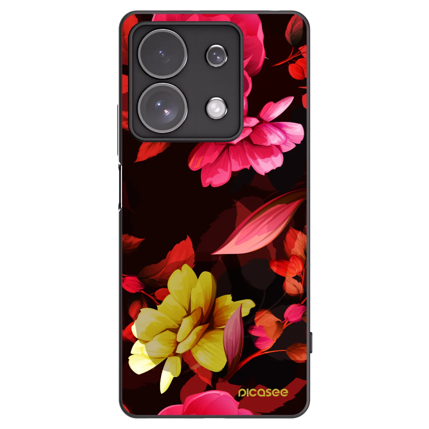 Picasee silikonowe czarne etui na Xiaomi Redmi Note 13 Pro 4G - Dark Peonny