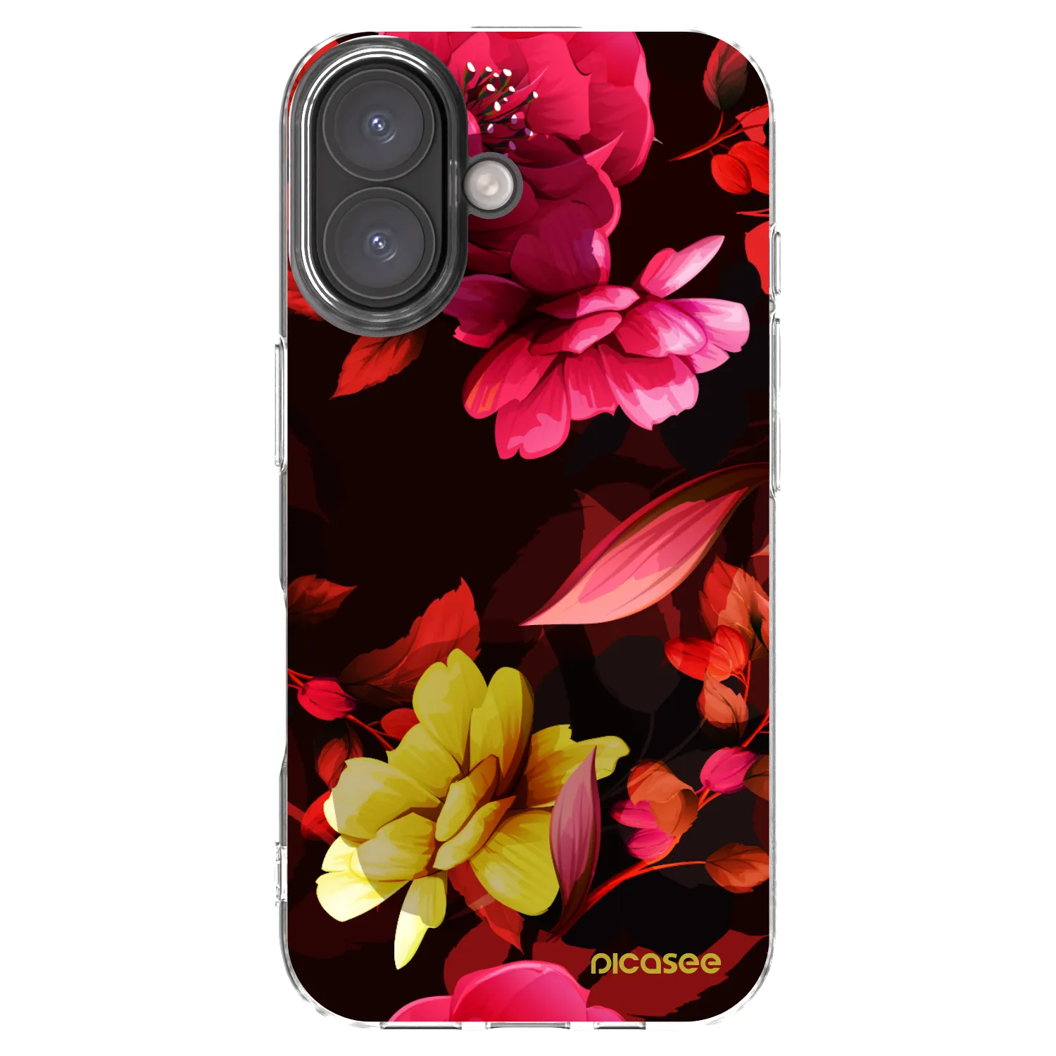Picasee silikonowe przeźroczyste etui na Apple iPhone 16 - Dark Peonny