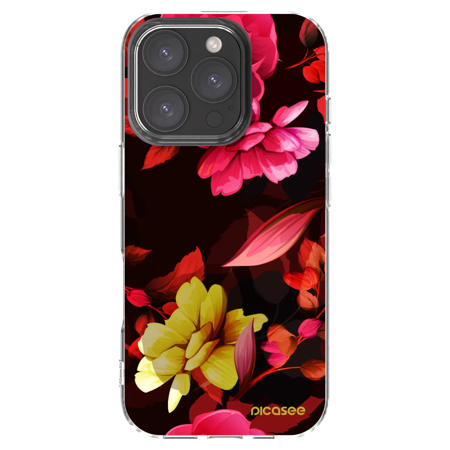 Picasee silikonowe przeźroczyste etui na Apple iPhone 16 Pro - Dark Peonny