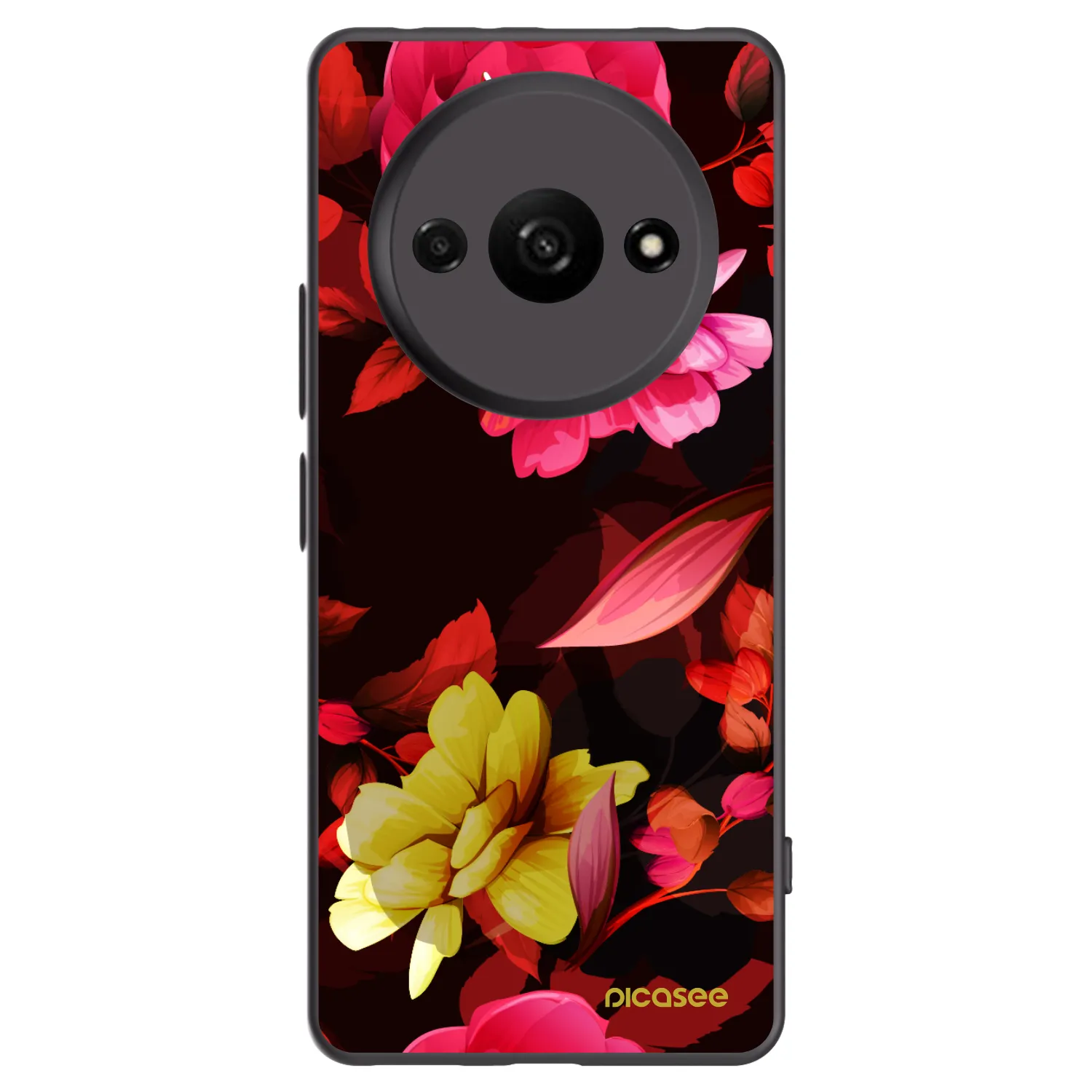 Picasee silikonowe czarne etui na Xiaomi Redmi A3 - Dark Peonny