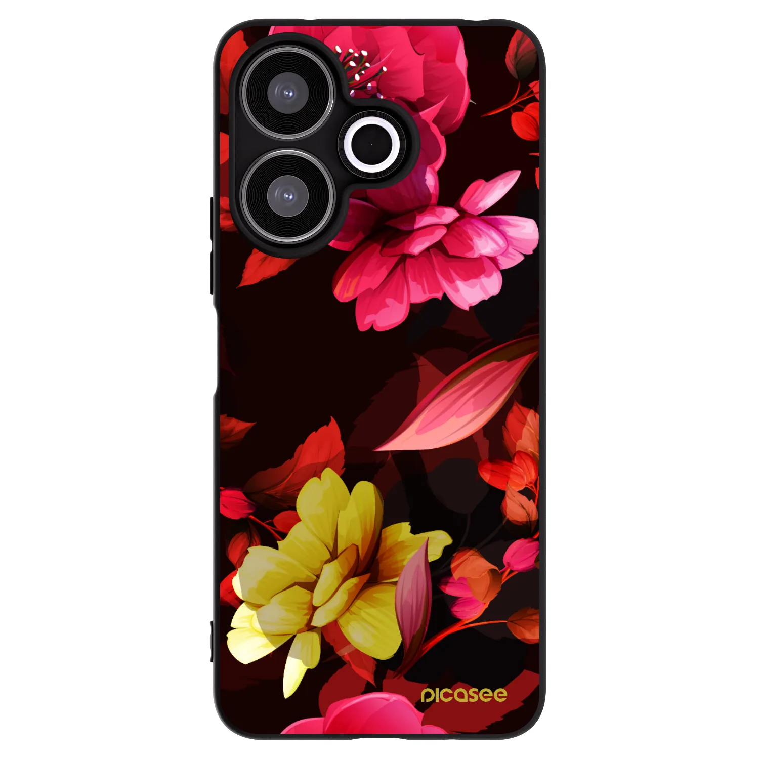 Picasee silikonowe czarne etui na Xiaomi Redmi 13 4G - Dark Peonny