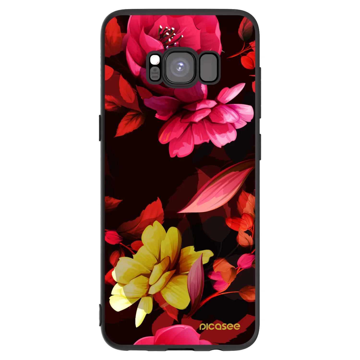 Picasee silikonowe czarne etui na Samsung Galaxy S8 G950F - Dark Peonny