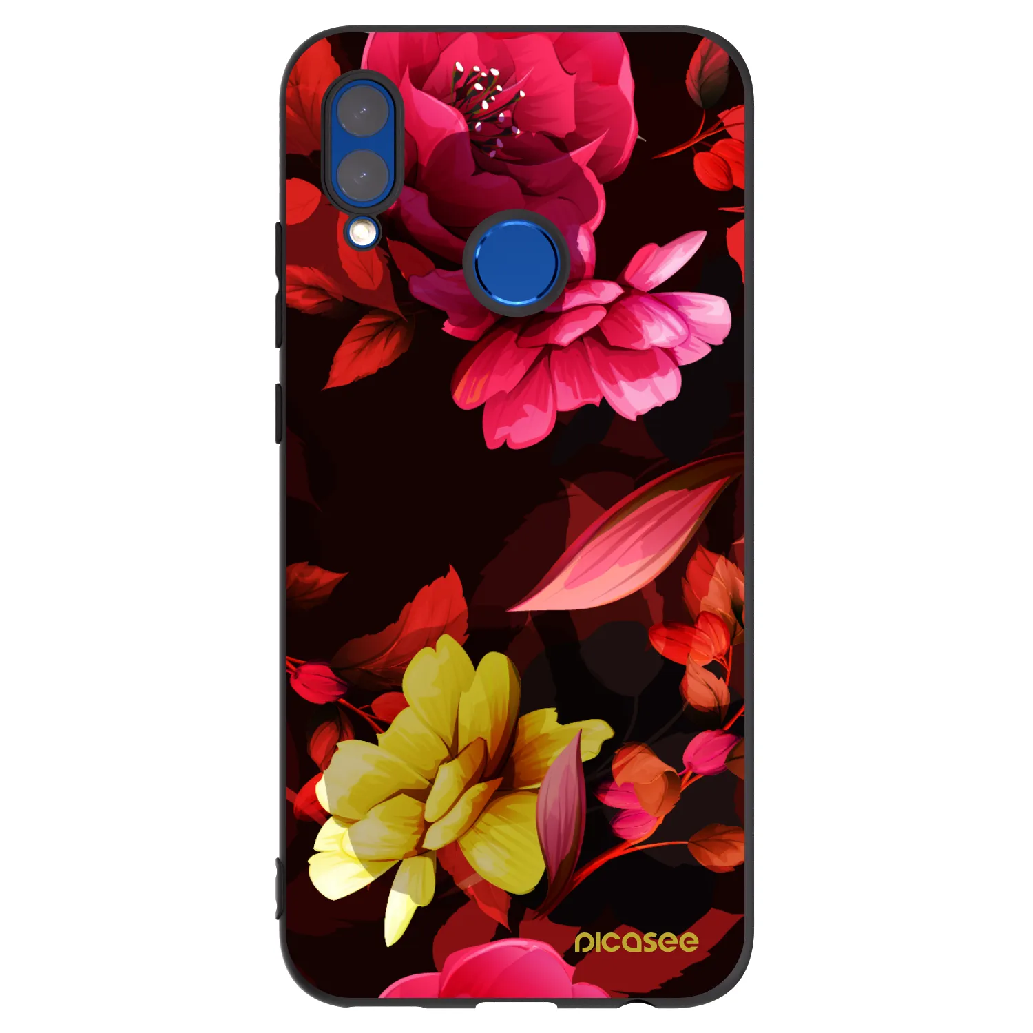 Picasee silikonowe czarne etui na Honor 10 Lite - Dark Peonny