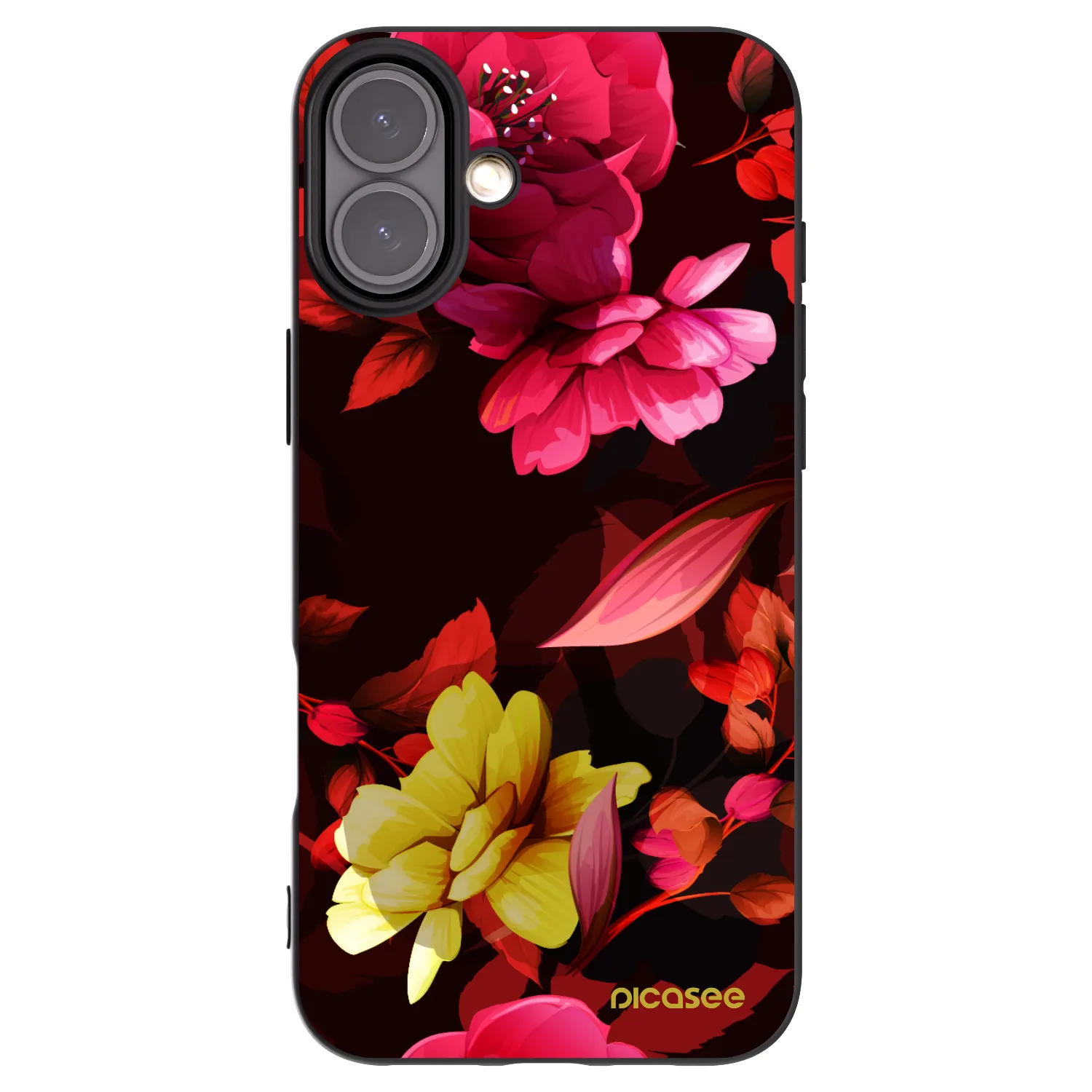 Picasee silikonowe czarne etui na Apple iPhone 16 Plus - Dark Peonny