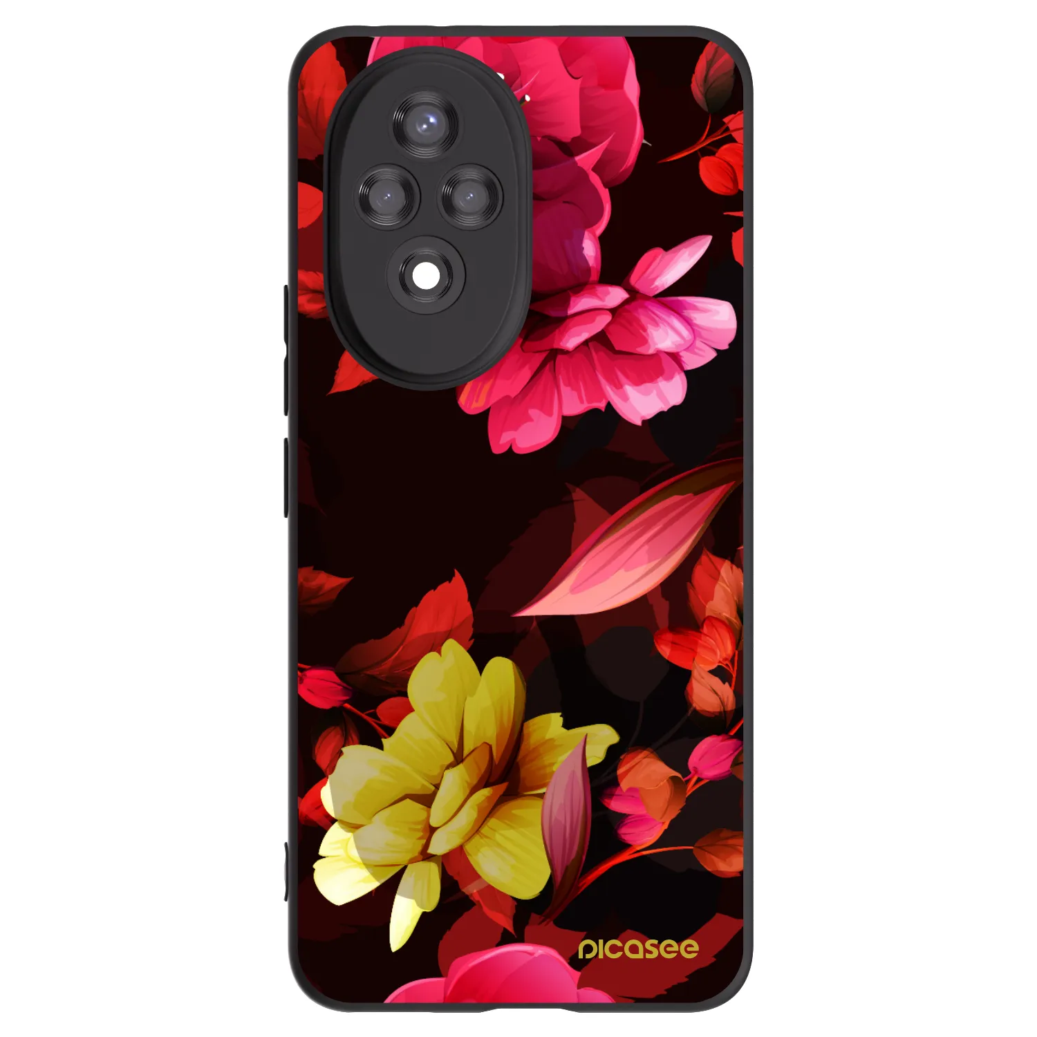 Picasee silikonowe czarne etui na Honor 200 Pro 5G - Dark Peonny