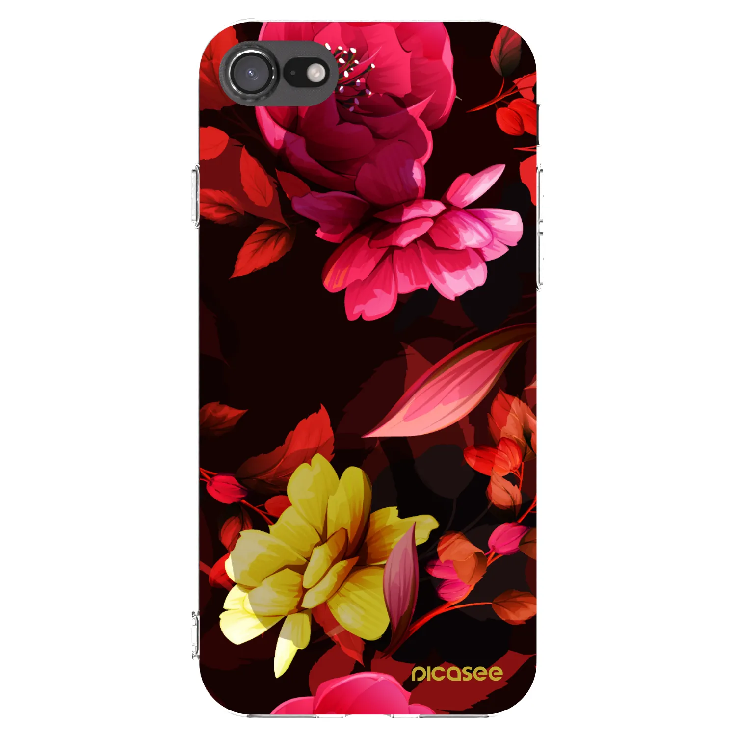 Picasee silikonowe przeźroczyste etui na Apple iPhone 7 - Dark Peonny