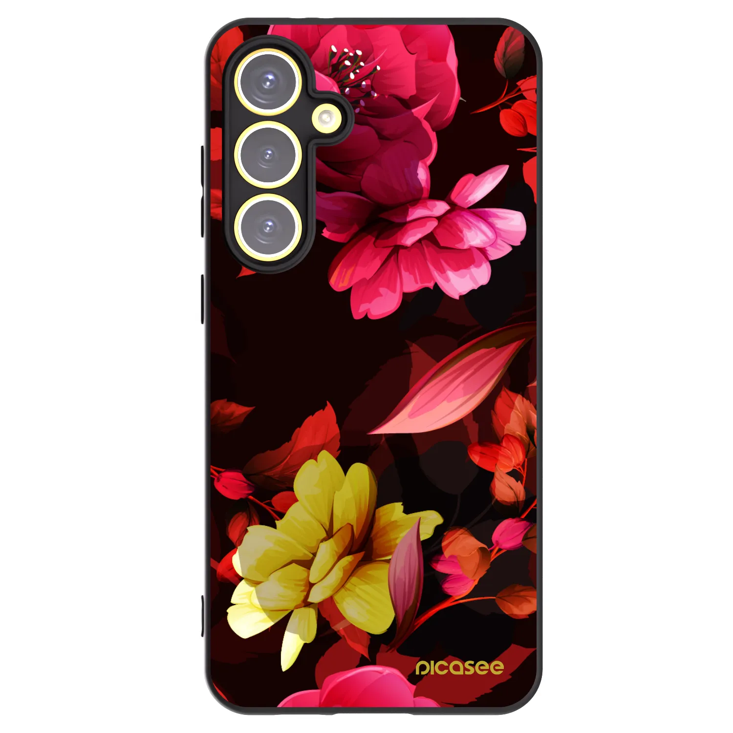Picasee silikonowe czarne etui na Samsung Galaxy S24 FE S721B - Dark Peonny