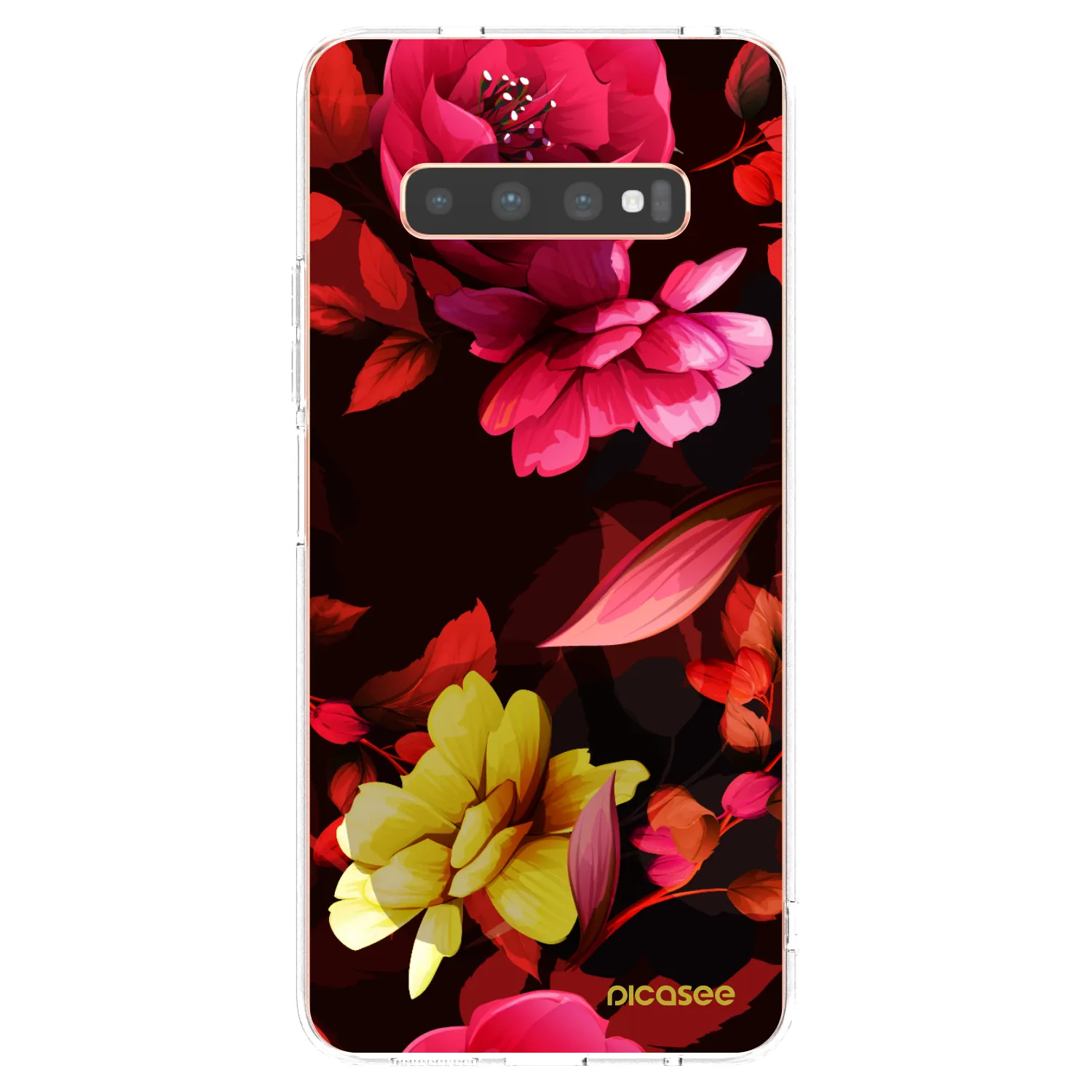 Picasee silikonowe przeźroczyste etui na Samsung Galaxy S10 Plus G975 - Dark Peonny