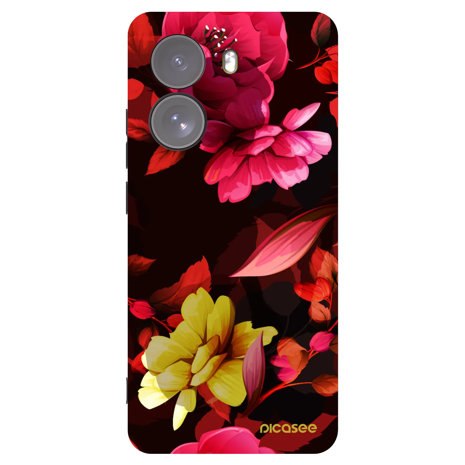 Picasee silikonowe czarne etui na Xiaomi Poco X7 - Dark Peonny