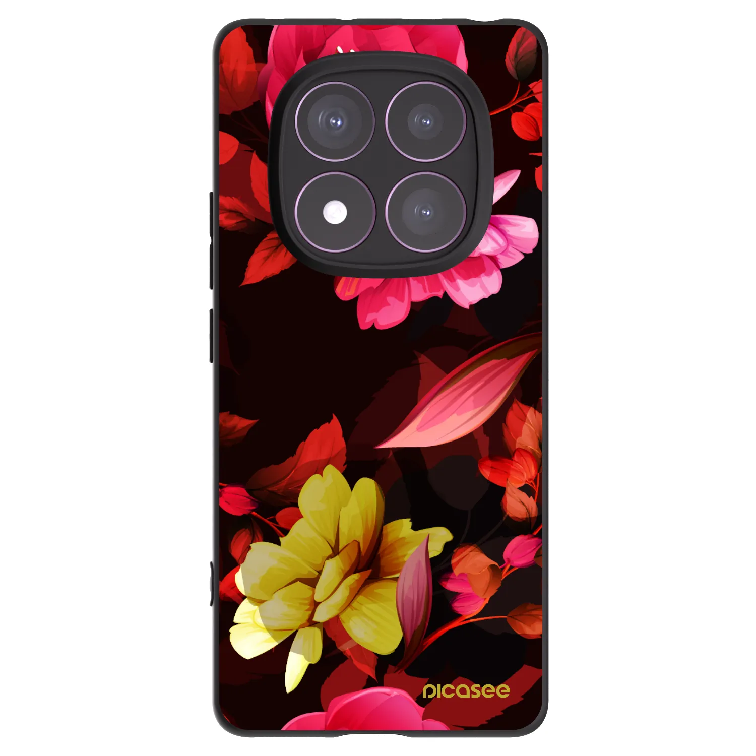 Picasee silikonowe czarne etui na Xiaomi Redmi Note 14 Pro 4G - Dark Peonny