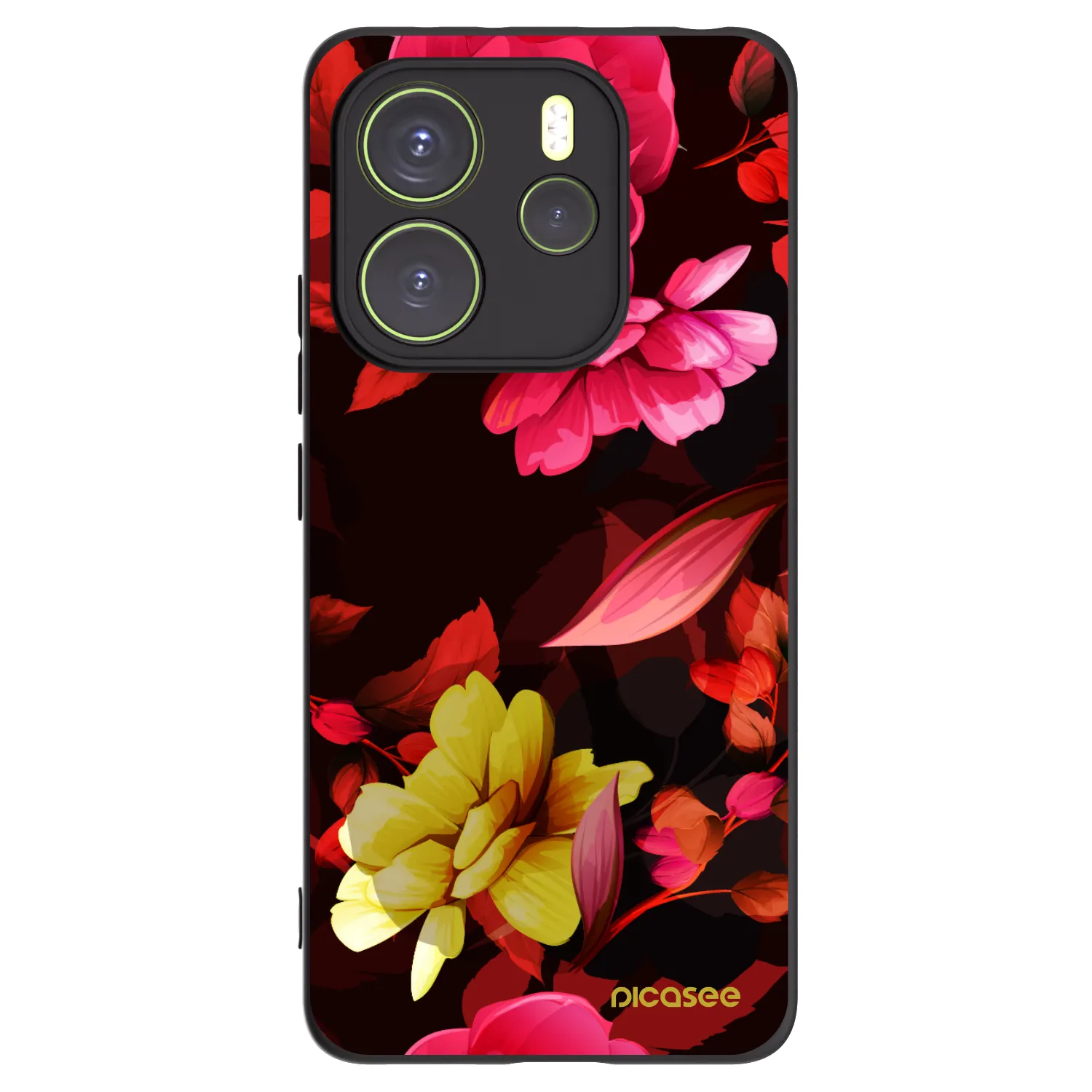 Picasee silikonowe czarne etui na Xiaomi Redmi Note 14 4G - Dark Peonny
